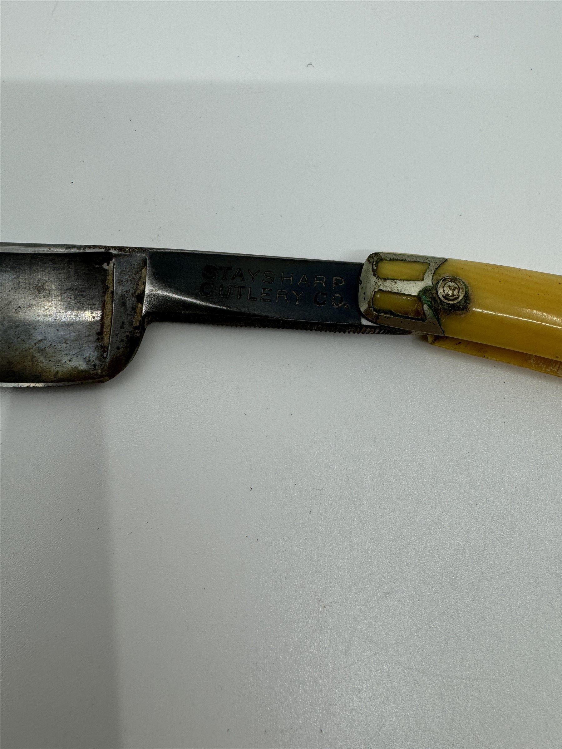 Vintage Straight Razor Staysharp Cutlery Co Solingen Germany Fancy End