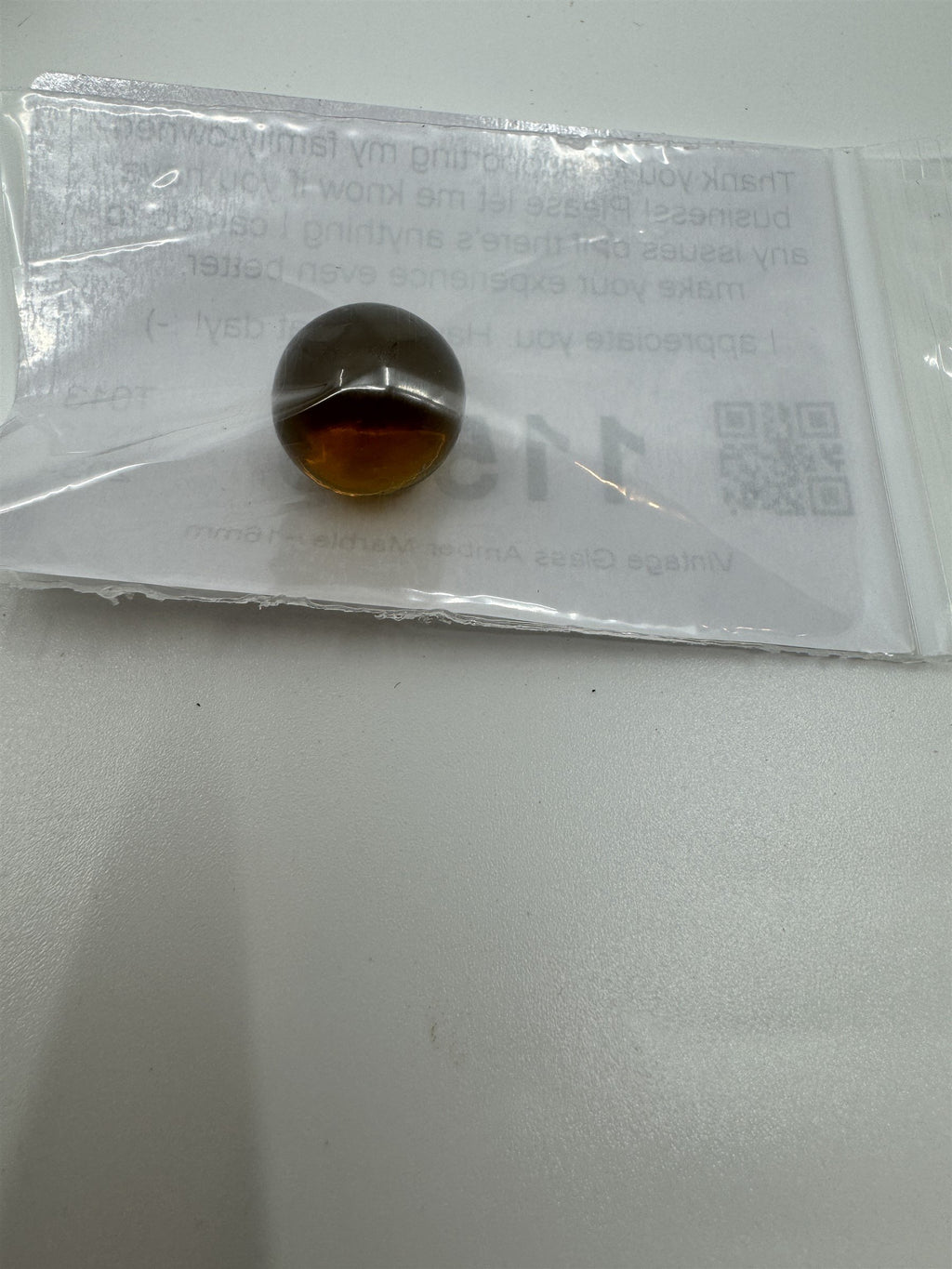 Vintage Glass Amber Marble ~16mm (Small Imperfections)