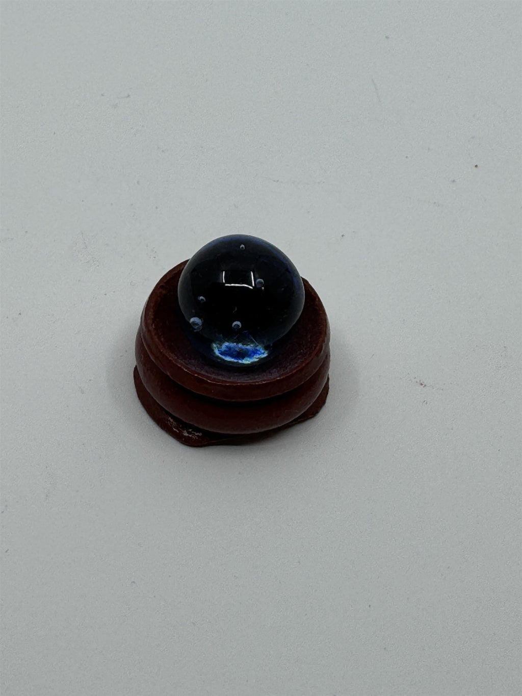 Vintage Glass Blue Light Blue Marble ~16mm