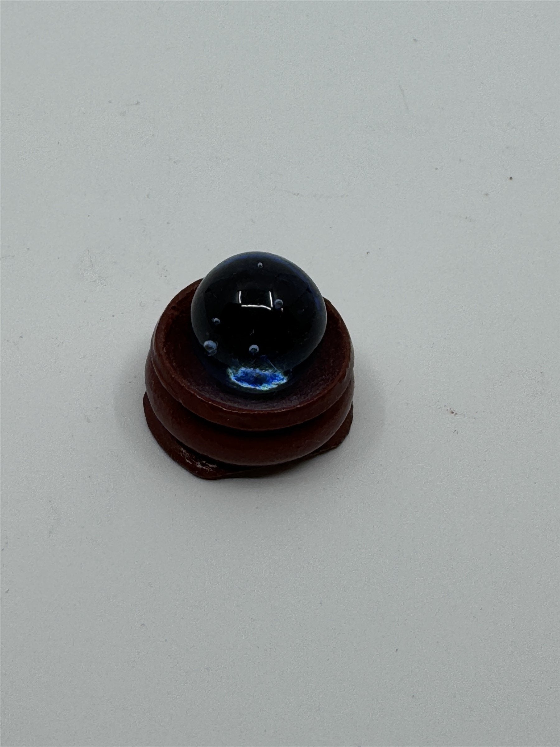 Vintage Glass Blue Light Blue Marble ~16mm