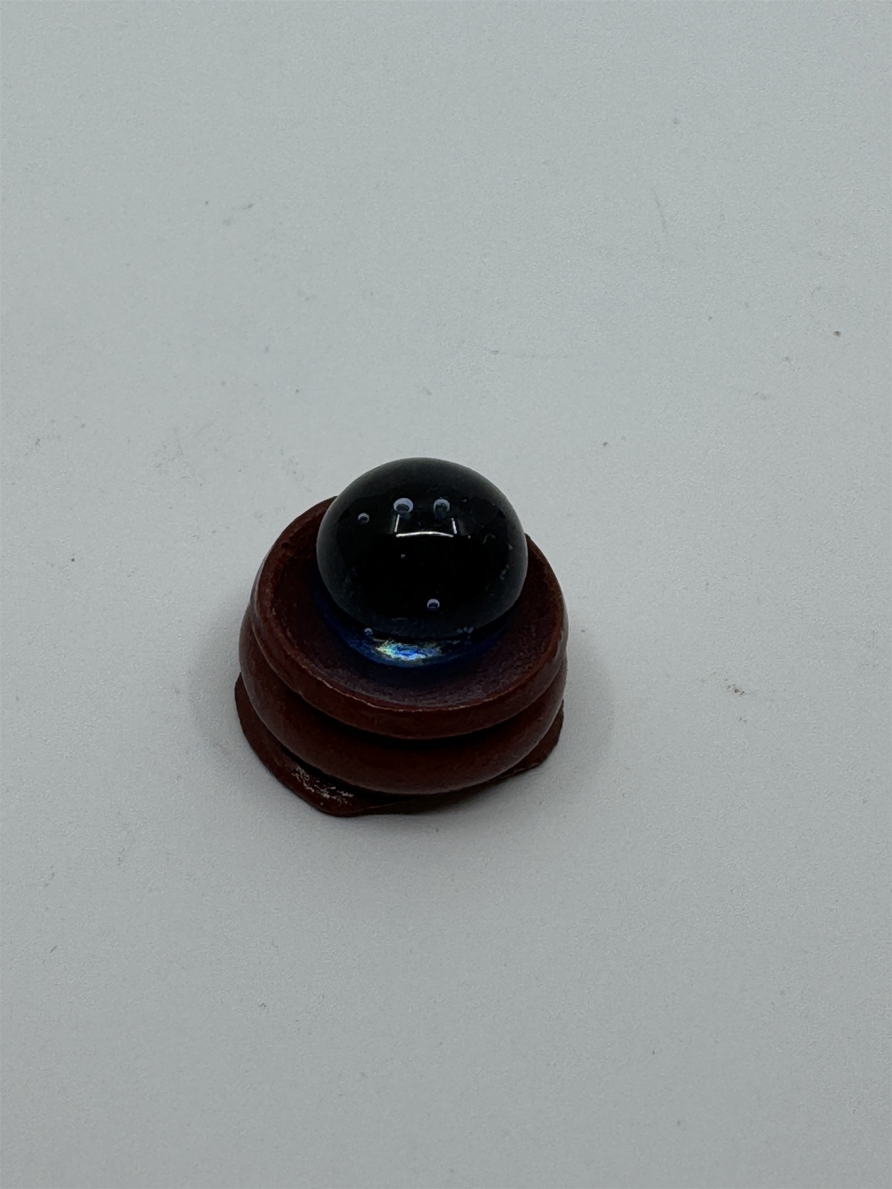 Vintage Glass Blue Light Blue Marble ~16mm