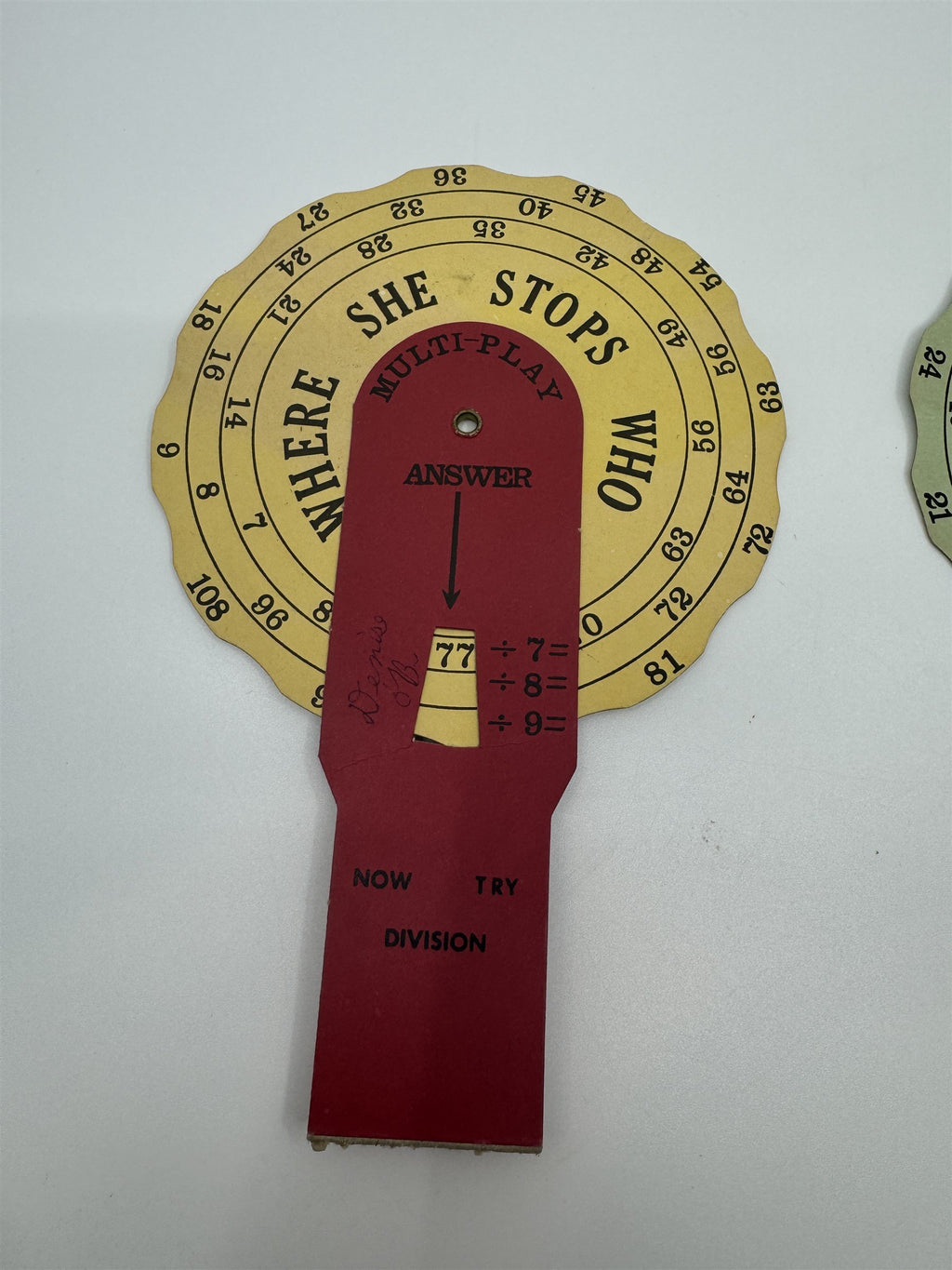 Set of 2 Vintage Multi-Play Fast and Fun Multiplication and Division Paper Wheel