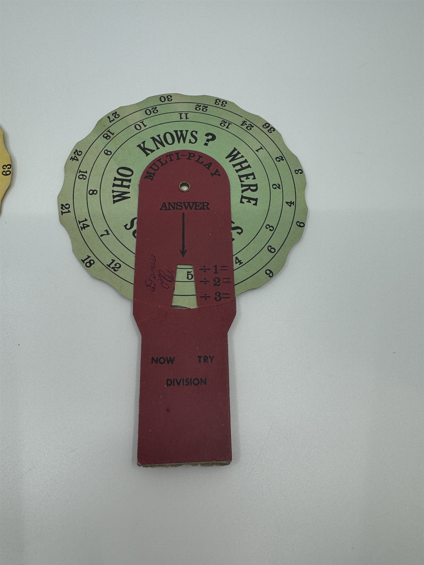 Set of 2 Vintage Multi-Play Fast and Fun Multiplication and Division Paper Wheel