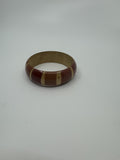 Vintage Safari-Style Red and Orange Striped Wooden Enamel Bangle Bracelet 1980's