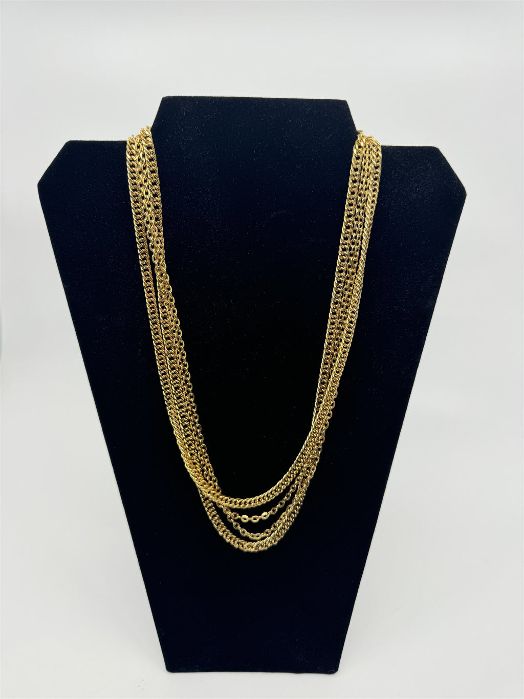 Vintage Gold Tone Chain Multi-Strand Necklace 4-Strands Fashion Style Necklace