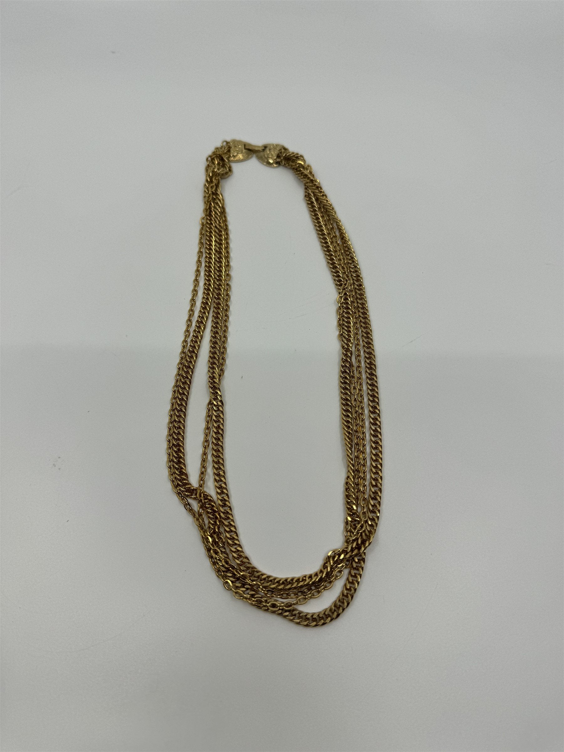 Vintage Gold Tone Chain Multi-Strand Necklace 4-Strands Fashion Style Necklace