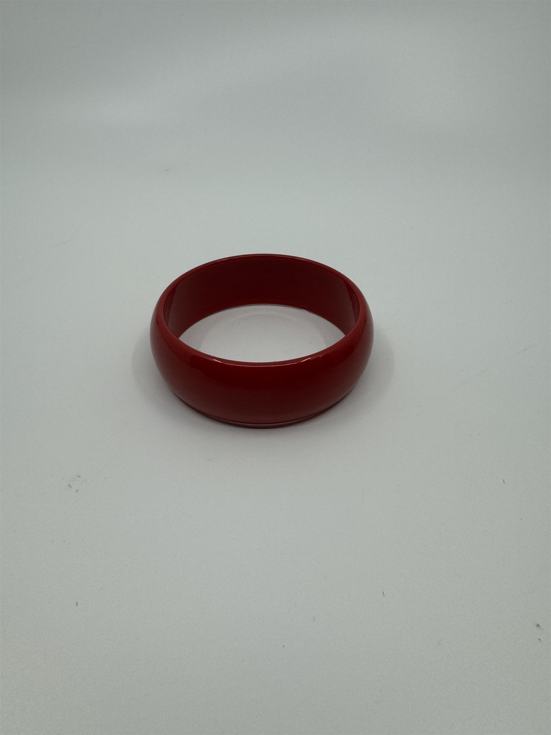 Vintage Thick Solid Red Resin Acrylic Enamel Bangle Bracelet 1980's