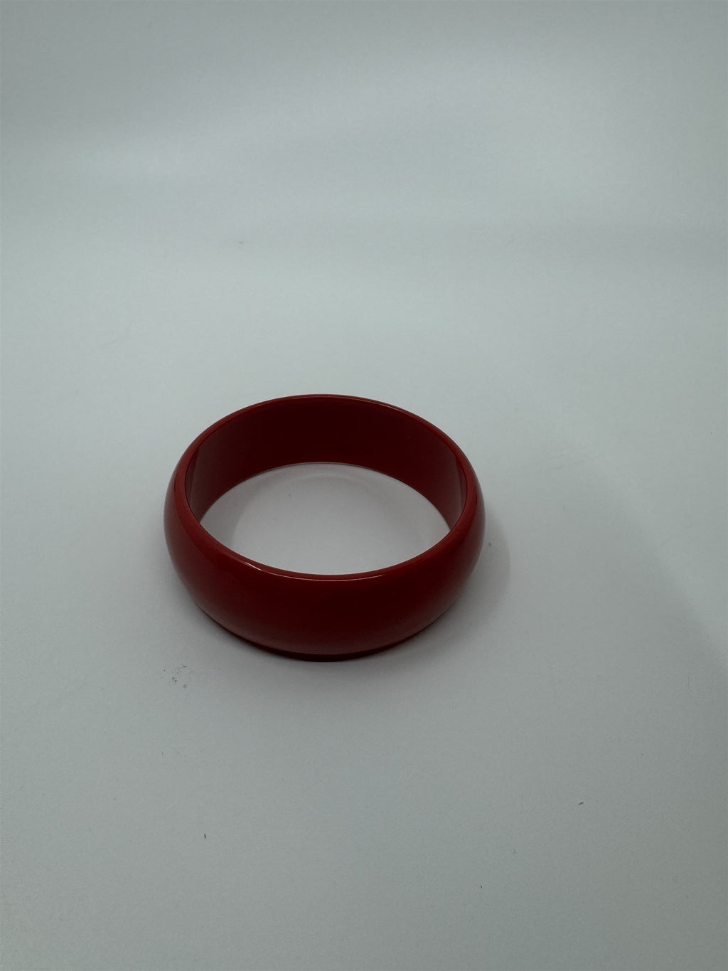 Vintage Thick Solid Red Resin Acrylic Enamel Bangle Bracelet 1980's