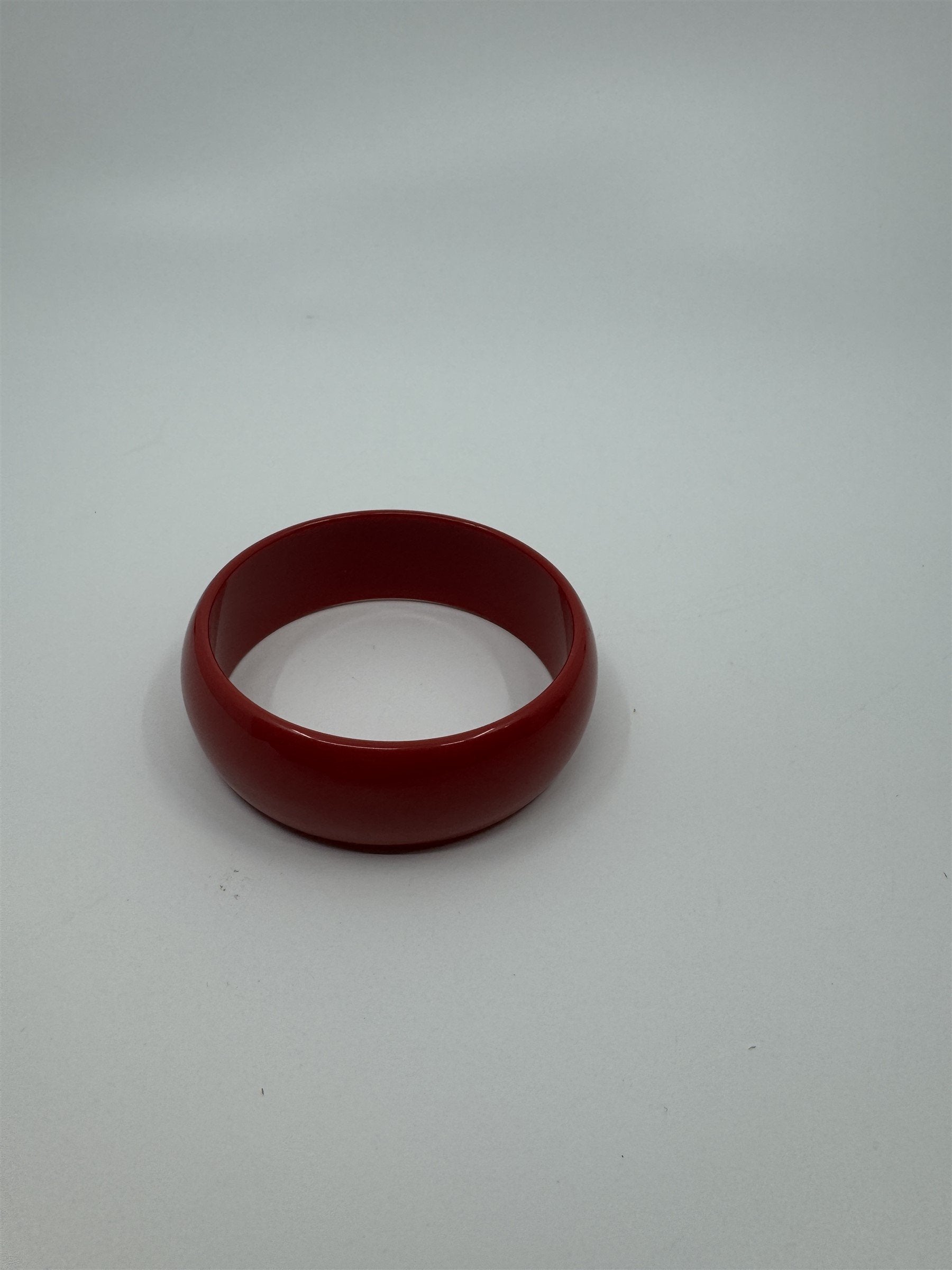 Vintage Thick Solid Red Resin Acrylic Enamel Bangle Bracelet 1980's