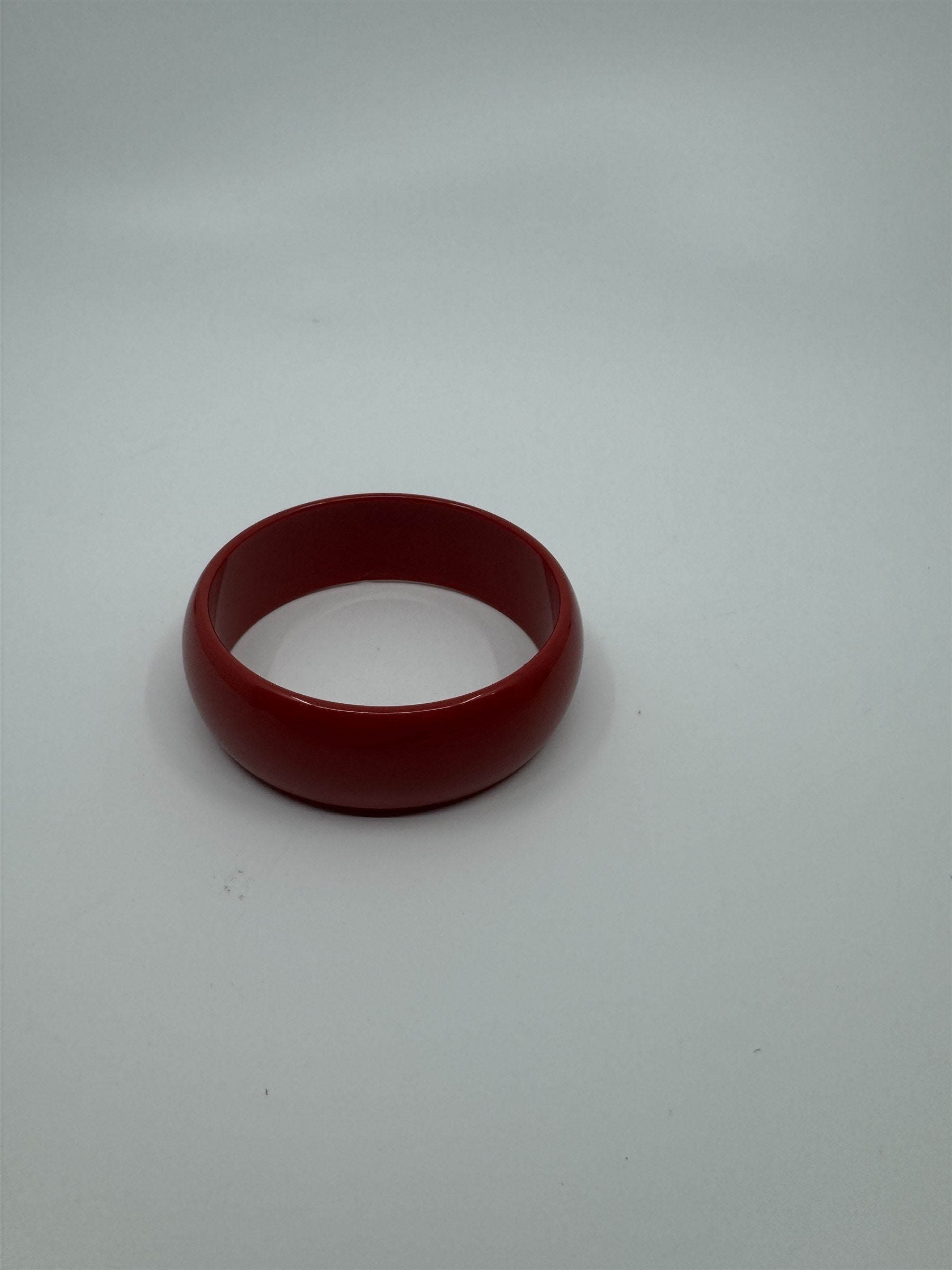Vintage Thick Solid Red Resin Acrylic Enamel Bangle Bracelet 1980's