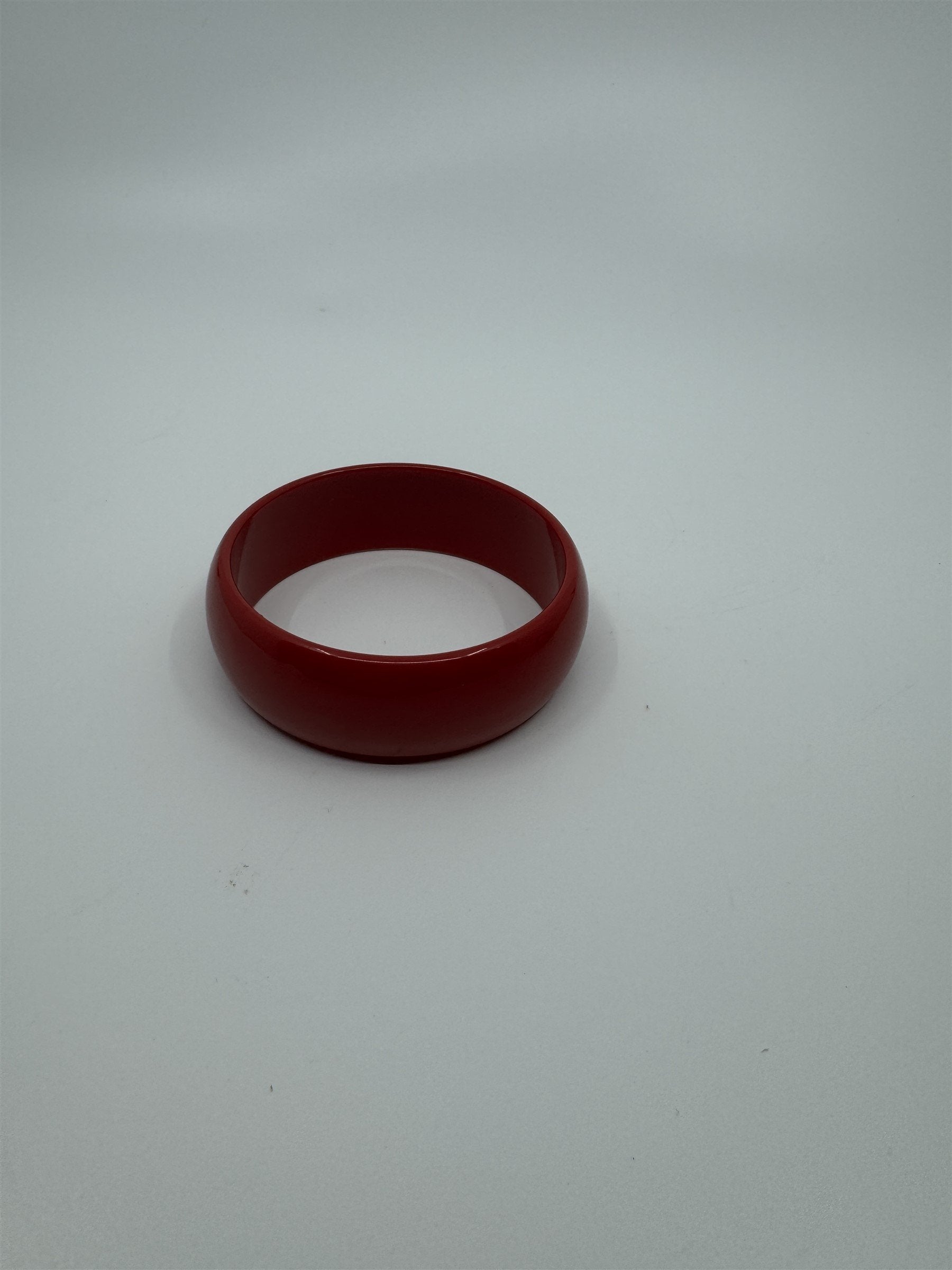 Vintage Thick Solid Red Resin Acrylic Enamel Bangle Bracelet 1980's