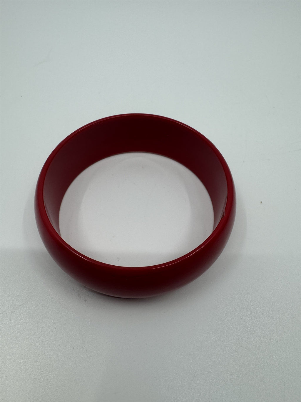 Vintage Thick Solid Red Resin Acrylic Enamel Bangle Bracelet 1980's