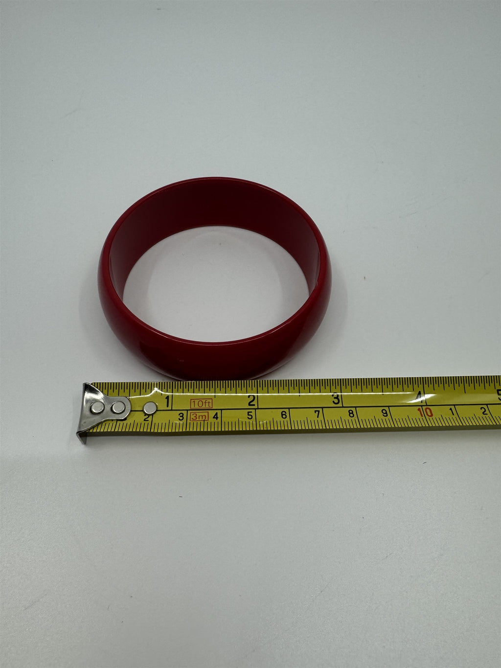 Vintage Thick Solid Red Resin Acrylic Enamel Bangle Bracelet 1980's