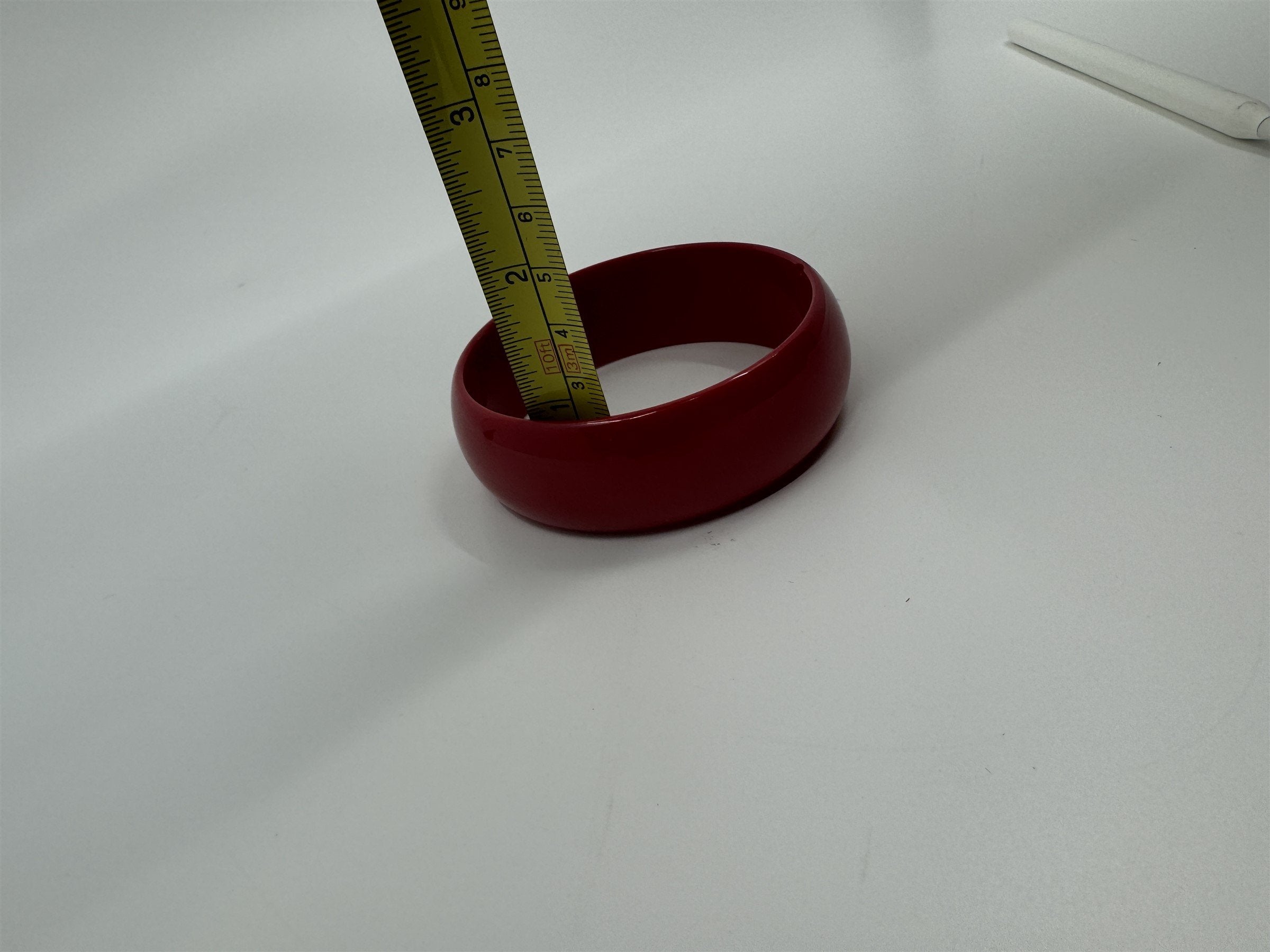 Vintage Thick Solid Red Resin Acrylic Enamel Bangle Bracelet 1980's