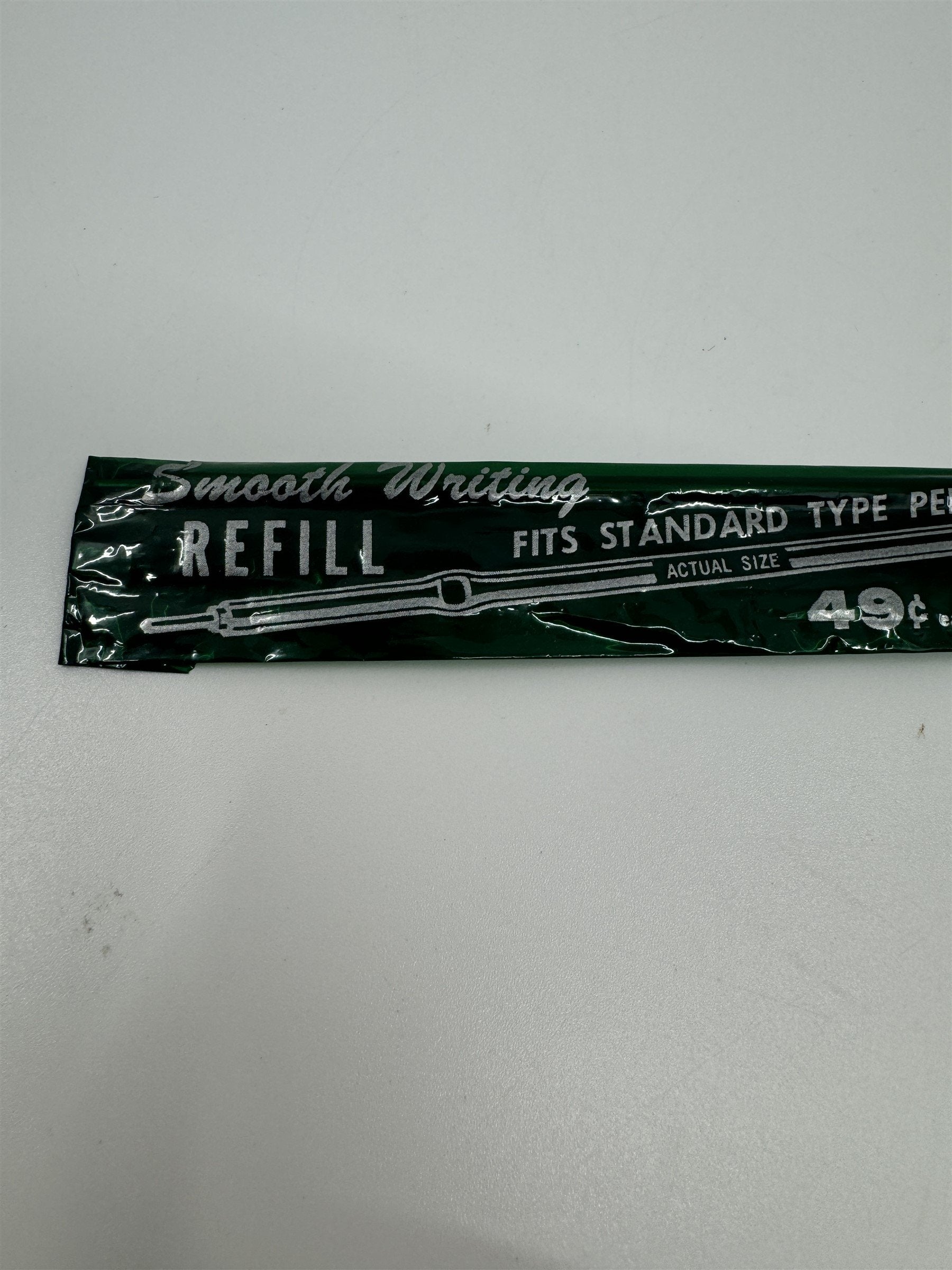 Vintage Smooth Writing Pen Refill 49 Cent Green Cellophane Wrapped Pen Refill