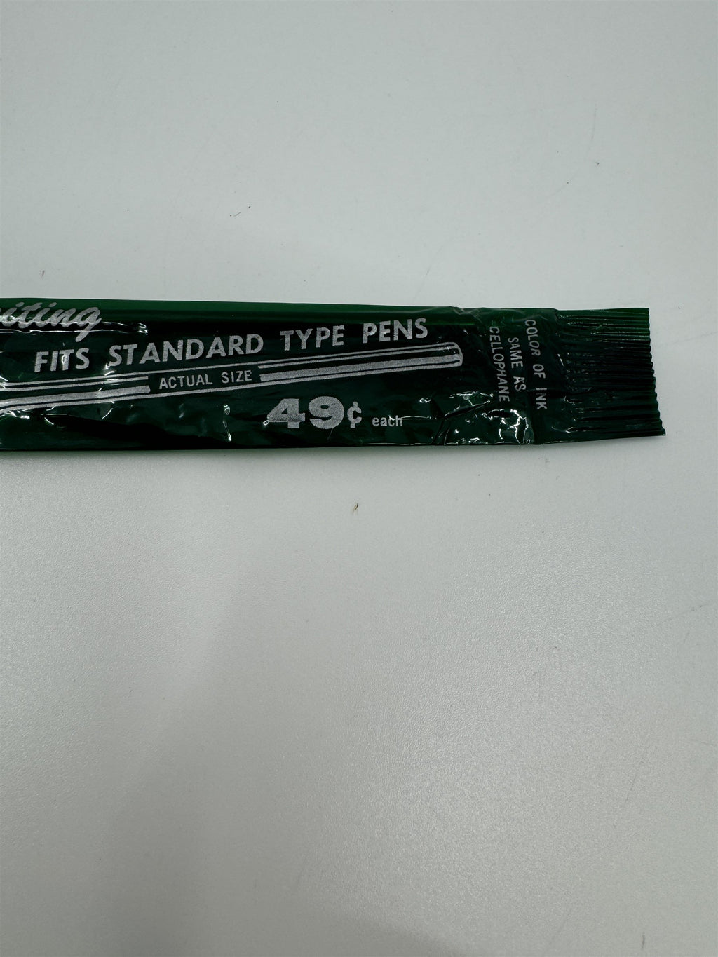 Vintage Smooth Writing Pen Refill 49 Cent Green Cellophane Wrapped Pen Refill