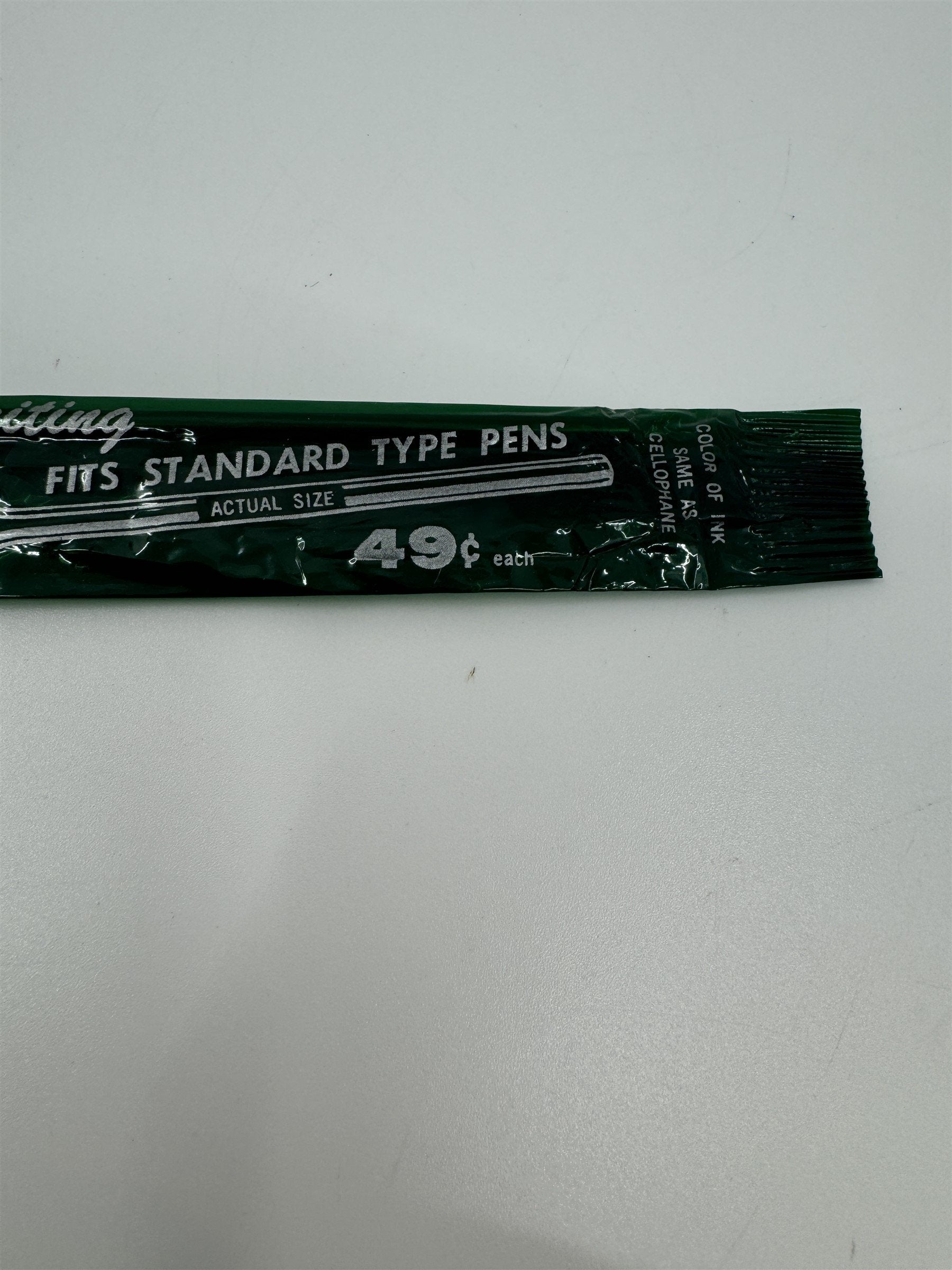 Vintage Smooth Writing Pen Refill 49 Cent Green Cellophane Wrapped Pen Refill