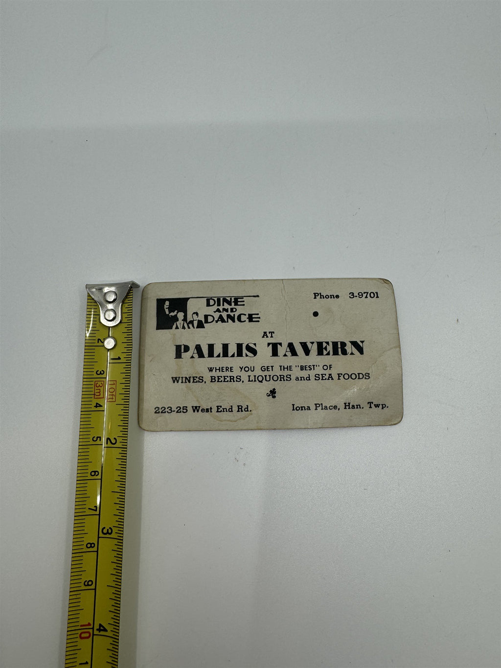 Vintage Business Card Nostalgia Dine and Dance at Pallis Tavern Hanover Twp PA