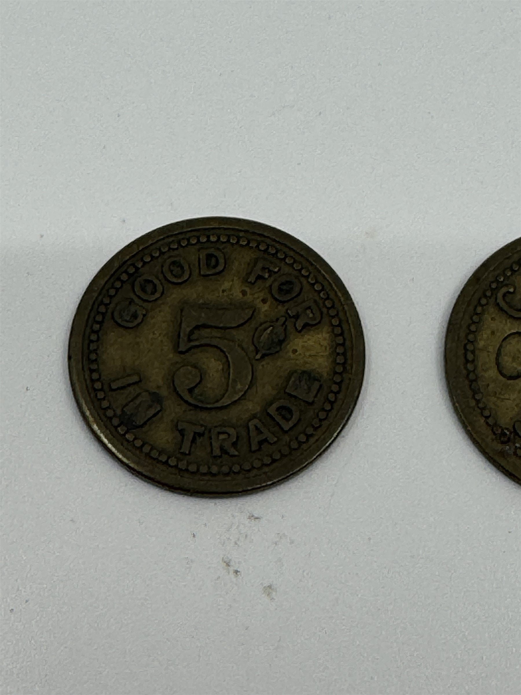 Set of 3 Vintage Good For 5 Cents in Trade Cigar Store 704 Token Coins