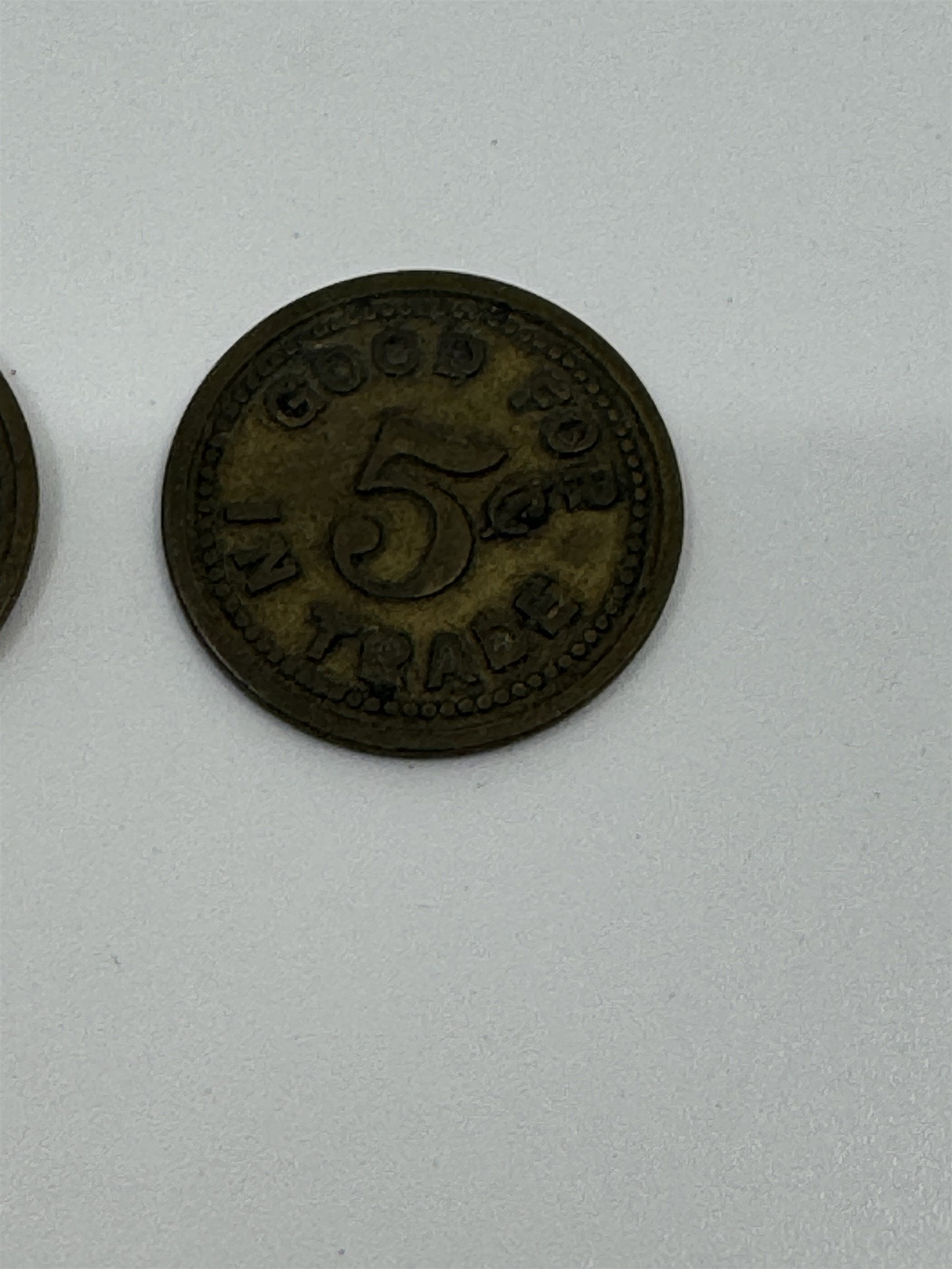 Set of 3 Vintage Good For 5 Cents in Trade Cigar Store 704 Token Coins