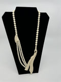 Vtg 1980s Rare Lucite Ribbon Multi-Strand Beaded Necklace Statement Jewelry