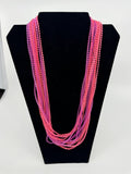 Vintage Costume Jewelry Extra Long Pink and Purple Square Beads /w Metal Clasp