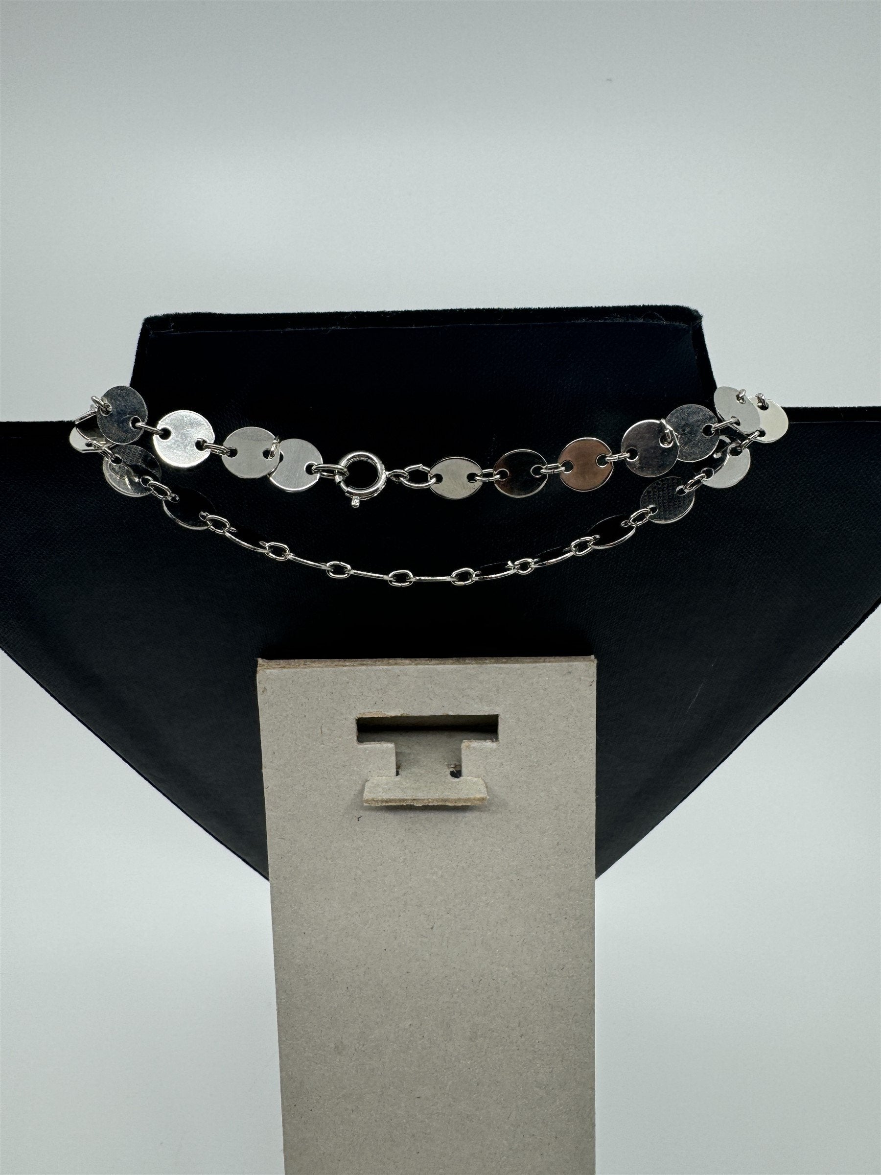 Vintage Jewelry Circular Chrome Mirrored Necklace Extra Long