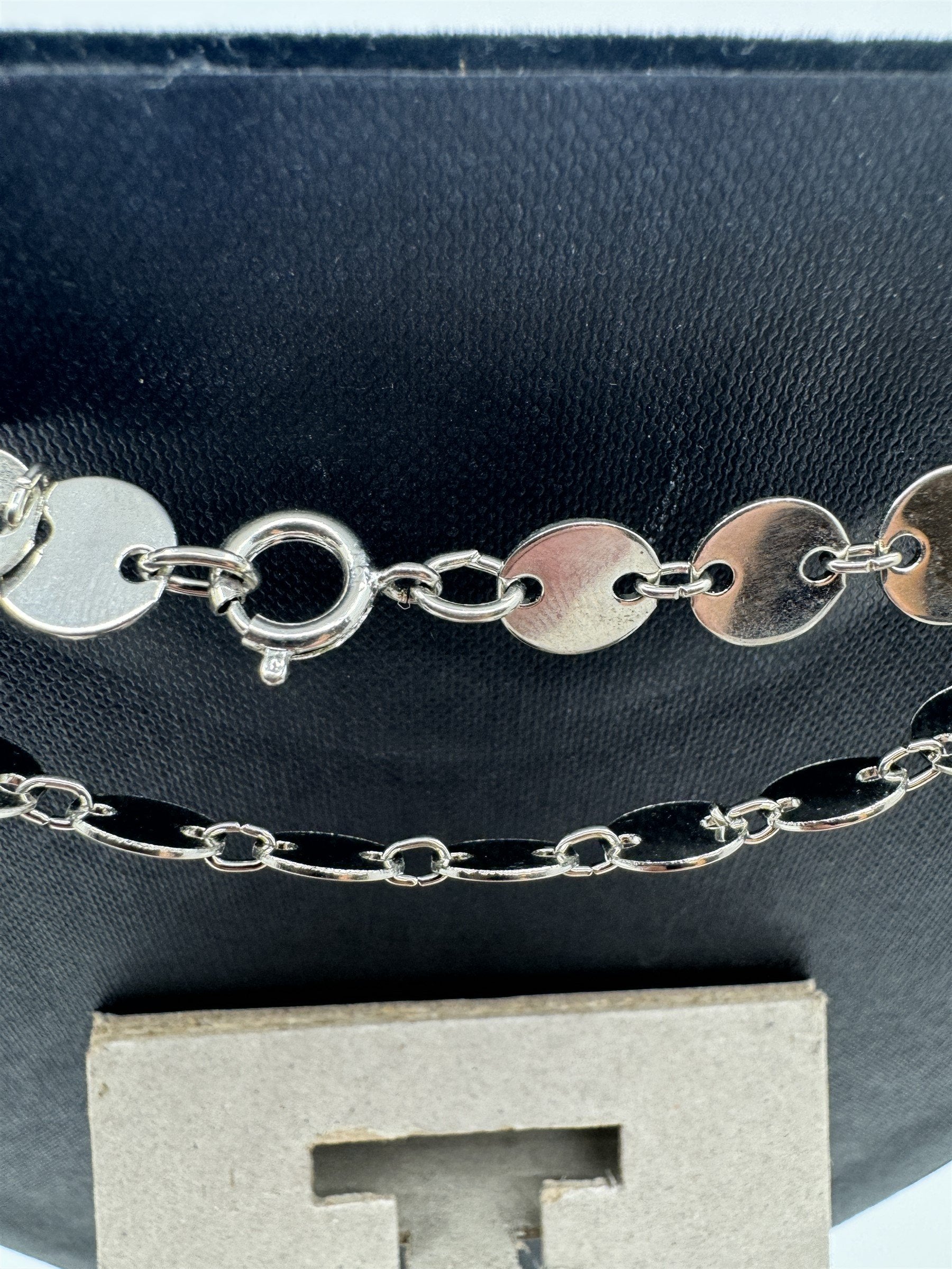 Vintage Jewelry Circular Chrome Mirrored Necklace Extra Long
