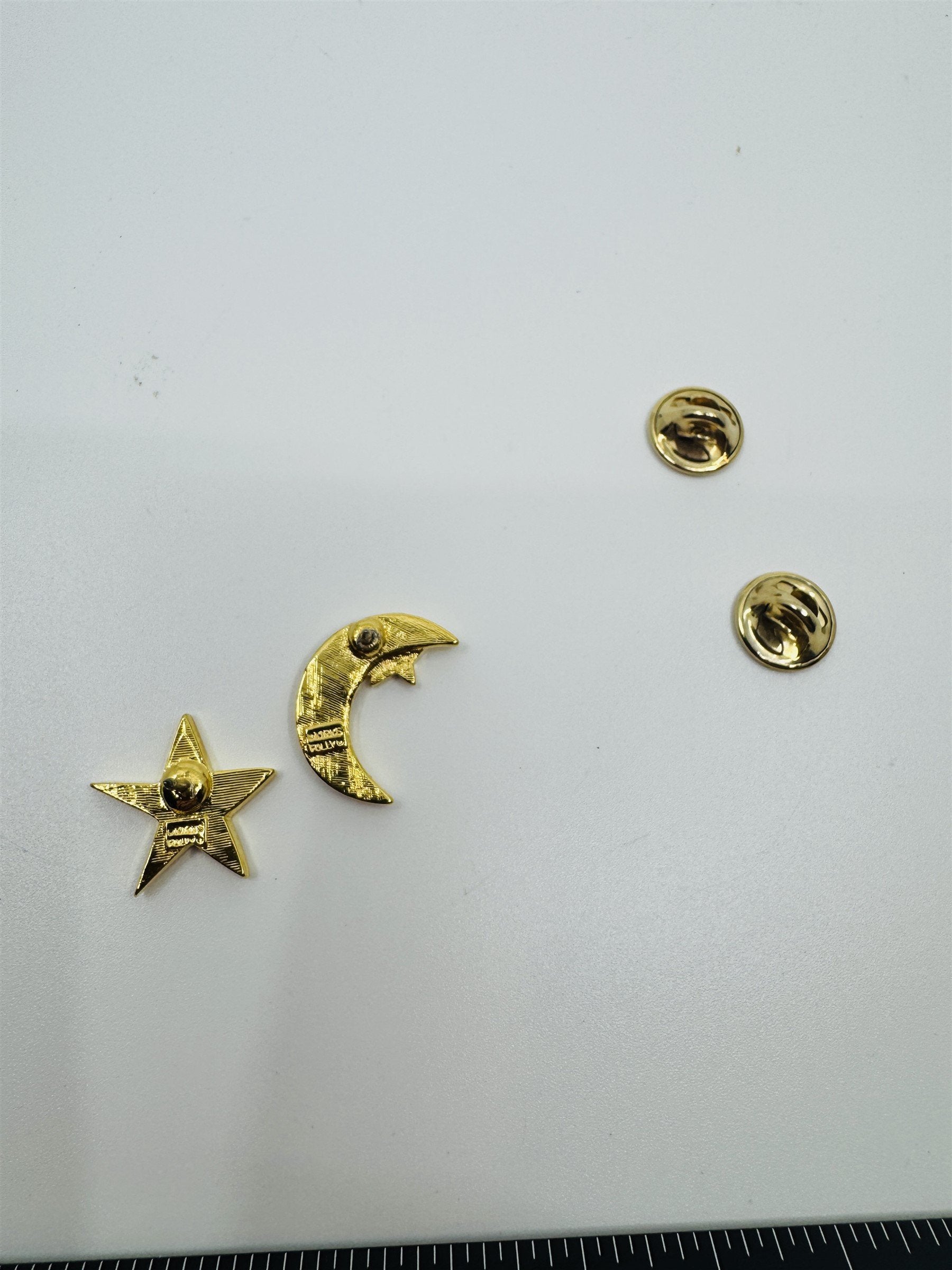 Kirks Folly Gold-Tone Magic Crescent Moon and Shining Star Brooch Pins Crystals