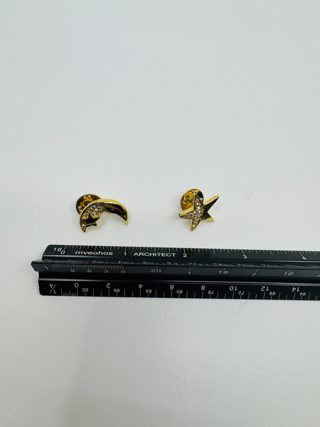 Kirks Folly Gold-Tone Magic Crescent Moon and Shining Star Brooch Pins Crystals