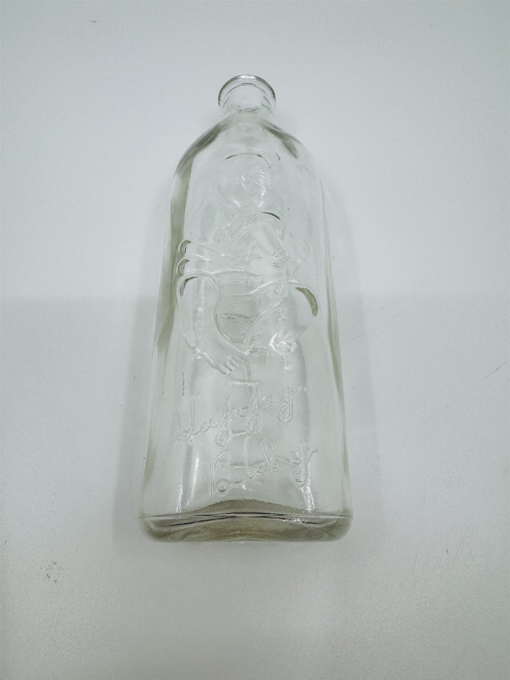 Vintage Glass Happy Baby Bottle for Drinking Formula Milk 8oz Glass Bottle