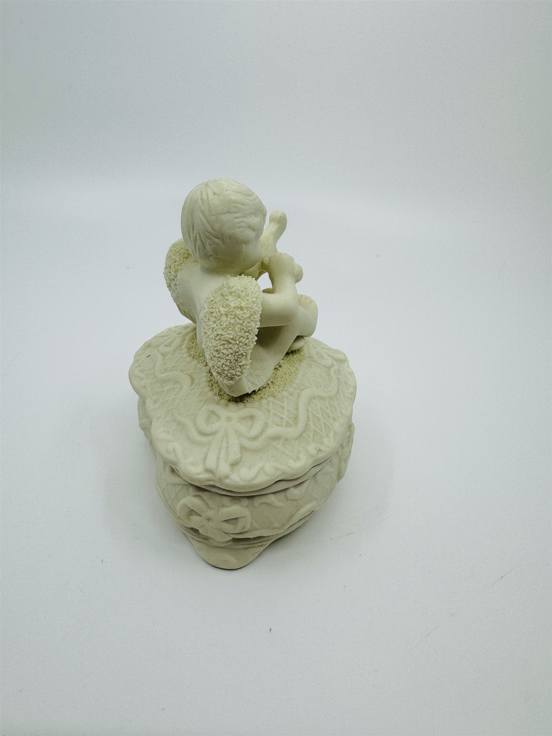Vintage Heart Trinket Cherub Music Violin Ceramic Jewelry Box Dish Valentine