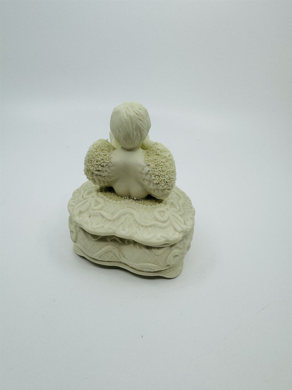 Vintage Heart Trinket Cherub Music Violin Ceramic Jewelry Box Dish Valentine