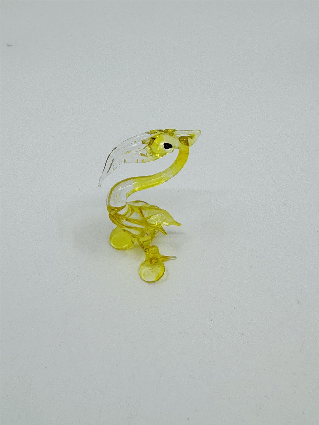 Vintage Miniature Art Glass Yellow and Clear Pelican Bird Art Deco Figurine