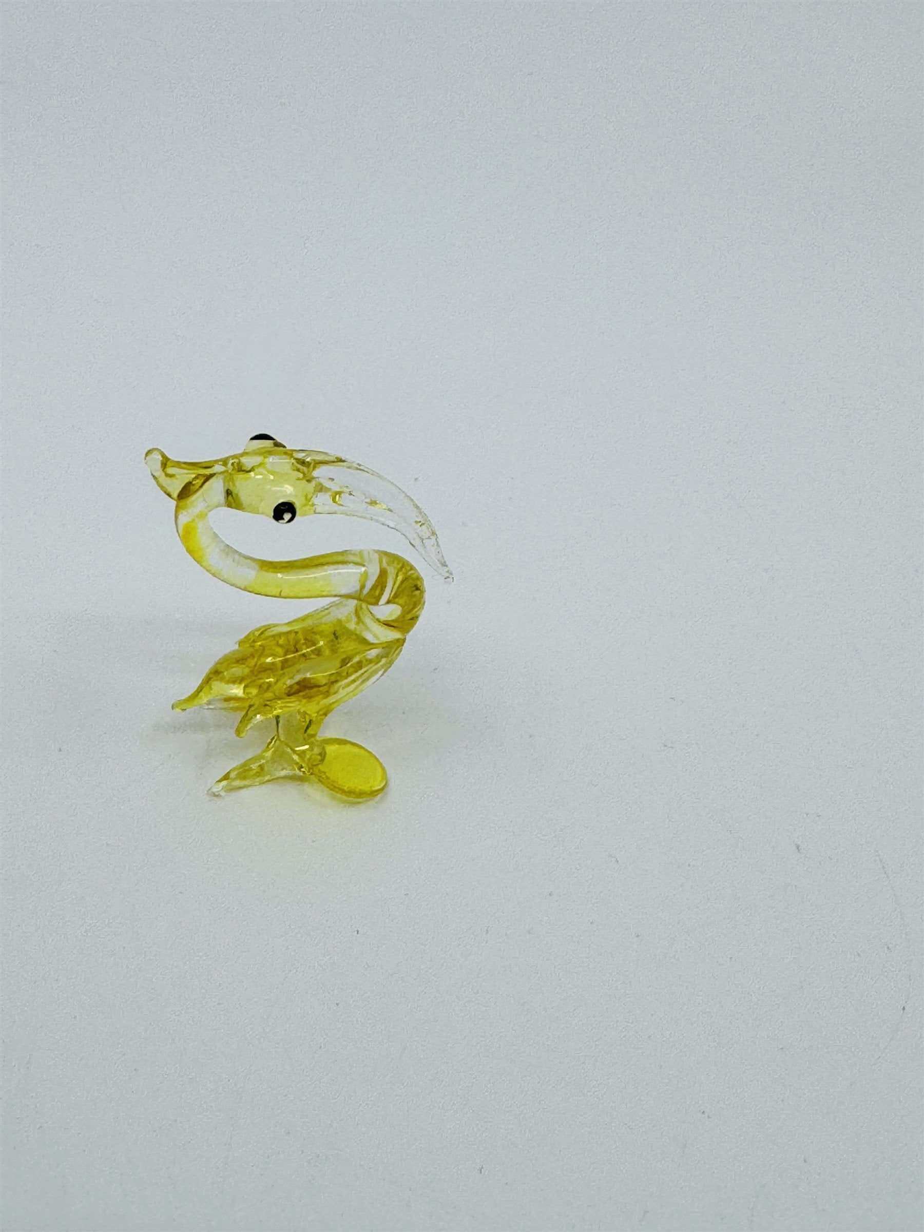 Vintage Miniature Art Glass Yellow and Clear Pelican Bird Art Deco Figurine