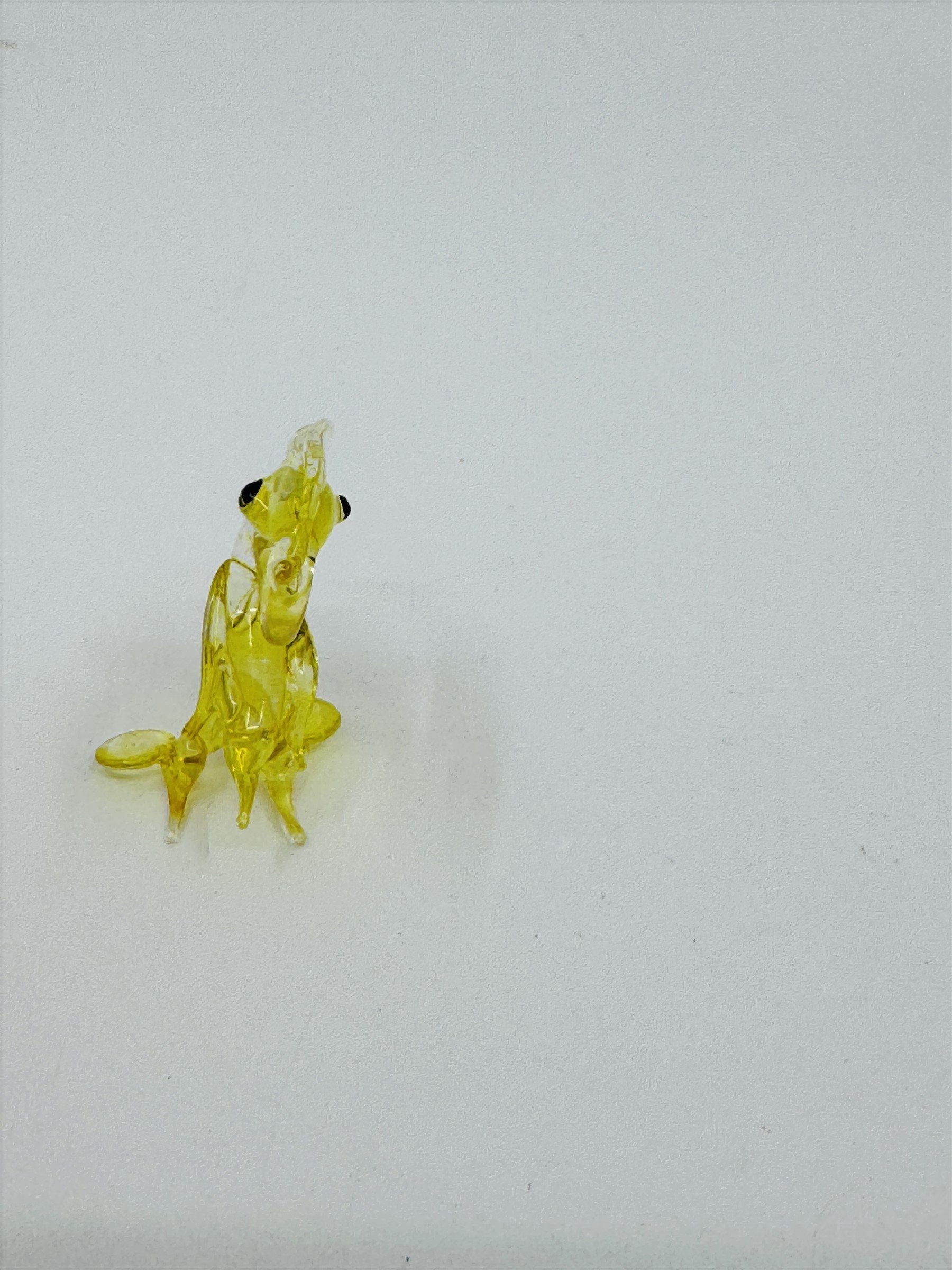 Vintage Miniature Art Glass Yellow and Clear Pelican Bird Art Deco Figurine