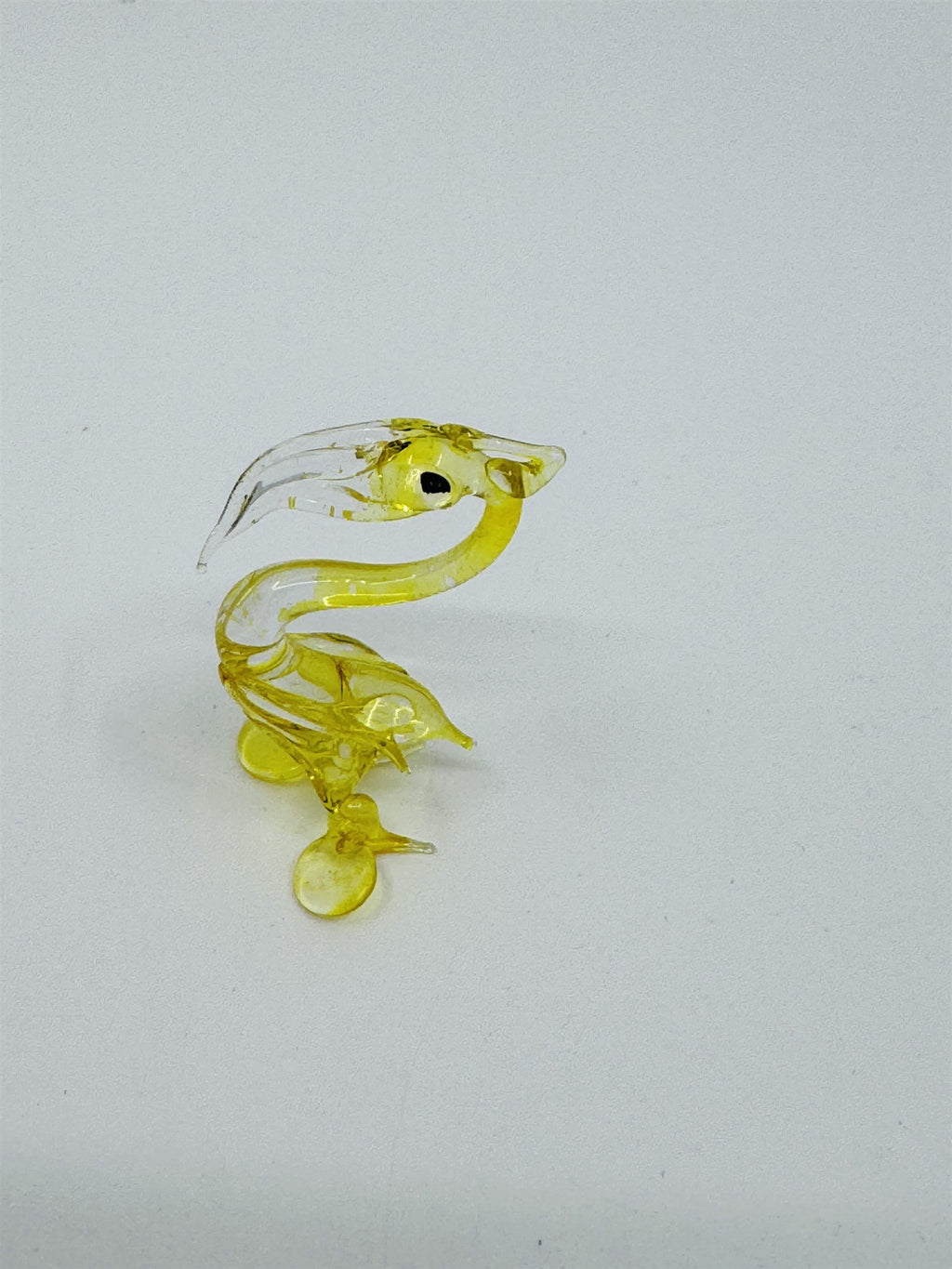 Vintage Miniature Art Glass Yellow and Clear Pelican Bird Art Deco Figurine