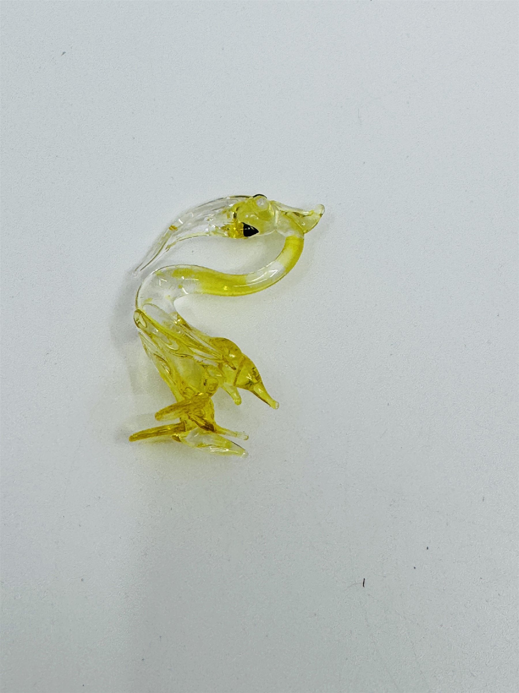 Vintage Miniature Art Glass Yellow and Clear Pelican Bird Art Deco Figurine