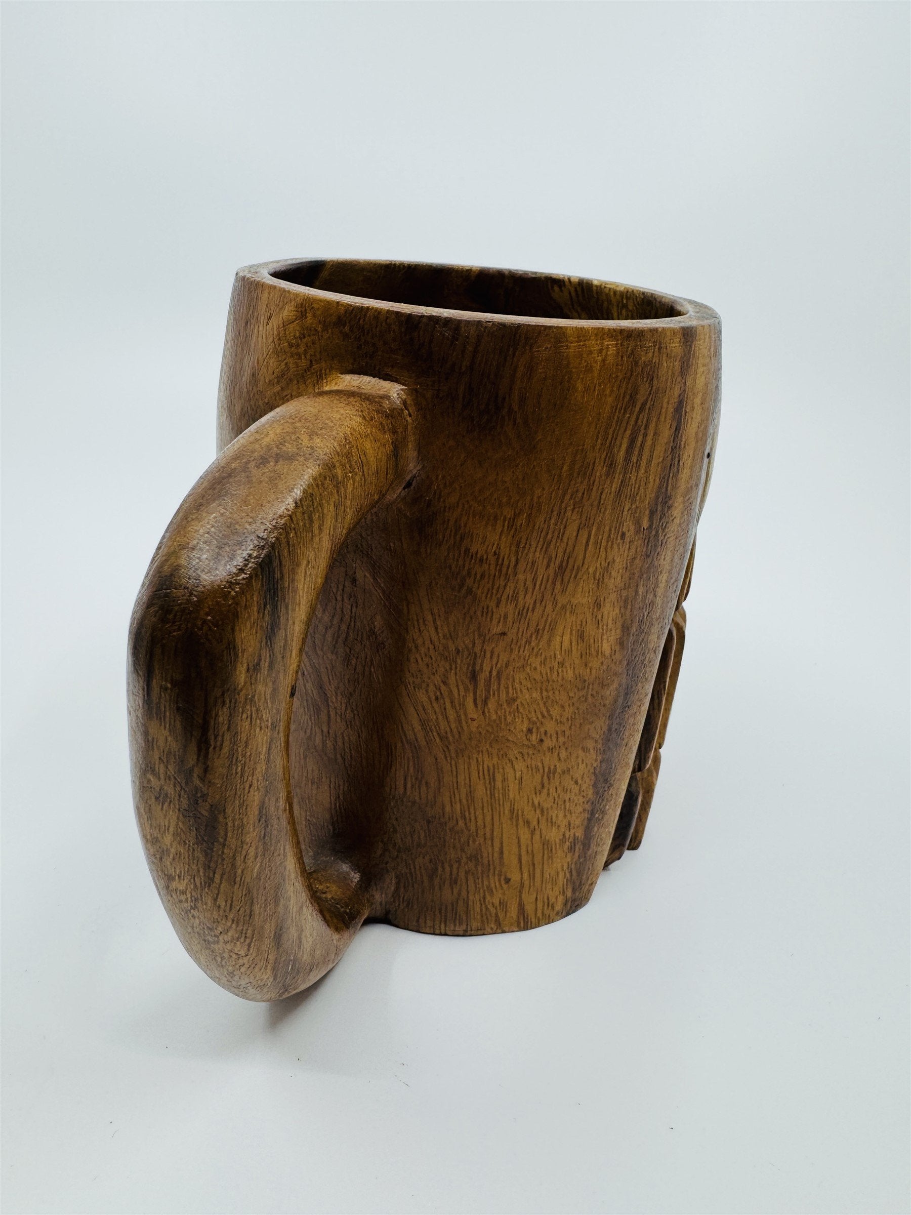 Vintage 1974 Hawaii Hawaiian Tiki Man Hand-Carved Mug Made in Philippines