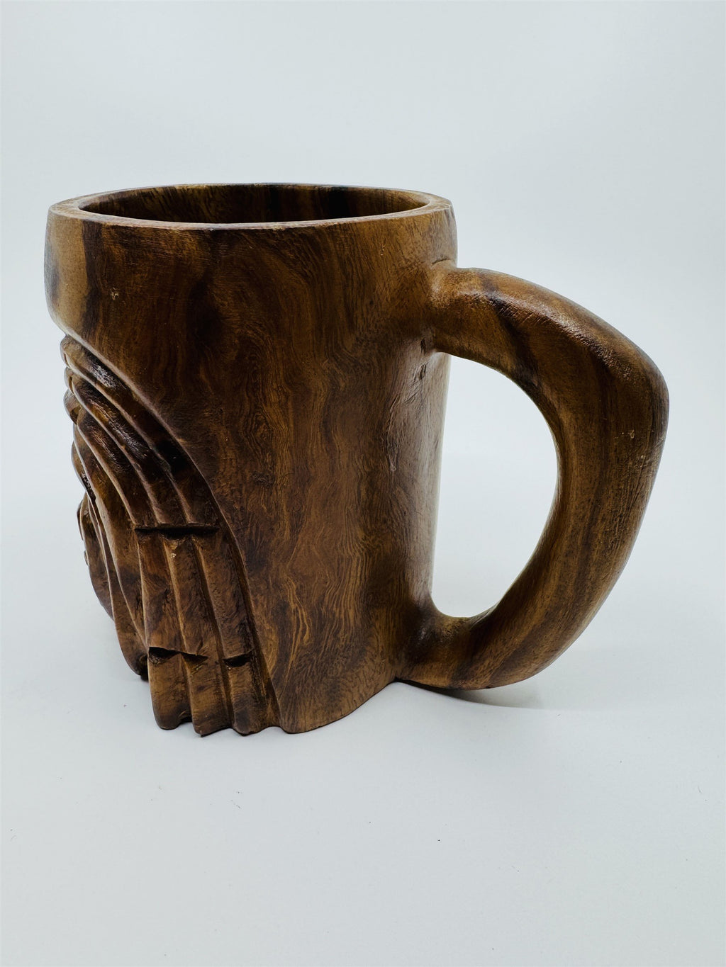 Vintage 1974 Hawaii Hawaiian Tiki Man Hand-Carved Mug Made in Philippines