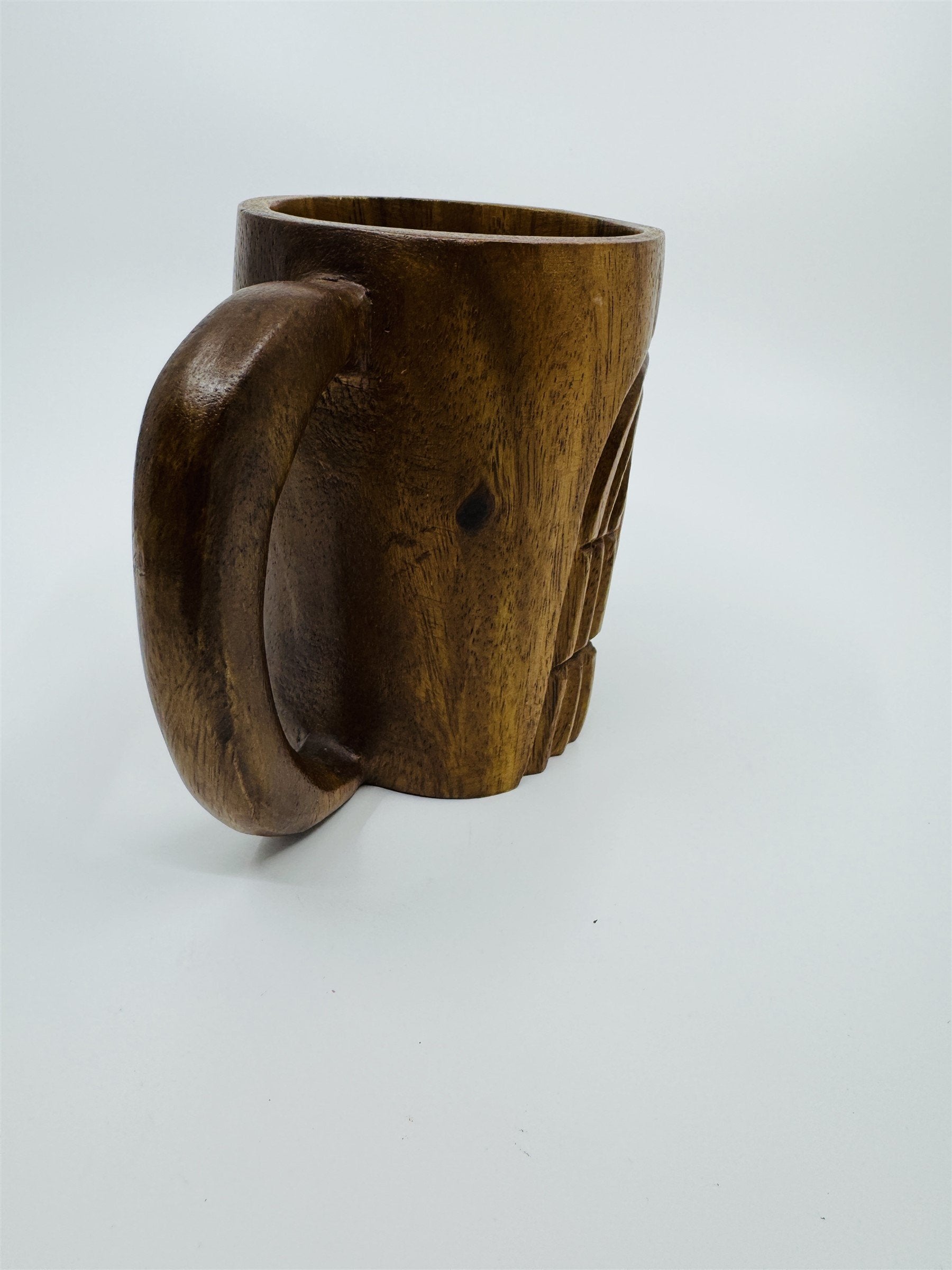 Vintage 1974 Hawaii Hawaiian Tiki Man Hand-Carved Mug Made in Philippines