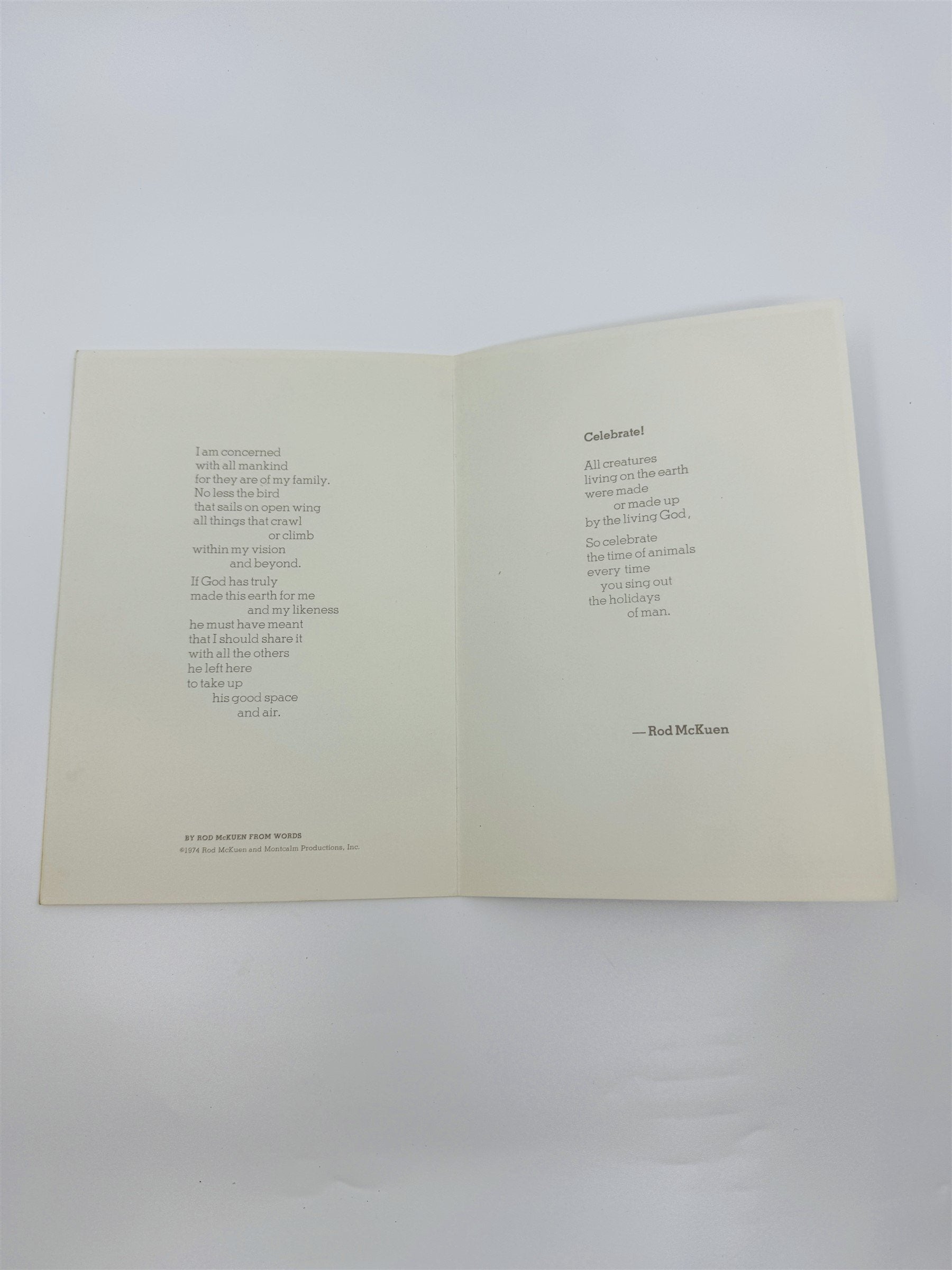 Vintage 1974 Rod McKuen Greeting Card "Celebrate!" Rod McKuen from Words Card