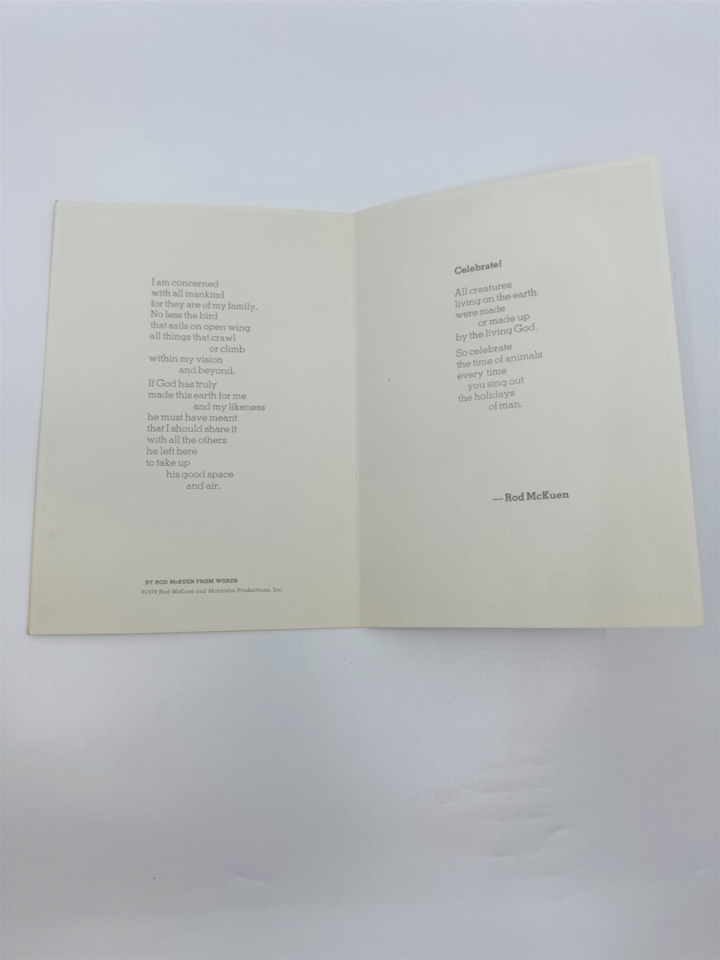 Vintage 1974 Rod McKuen Greeting Card "Celebrate!" Rod McKuen from Words Card