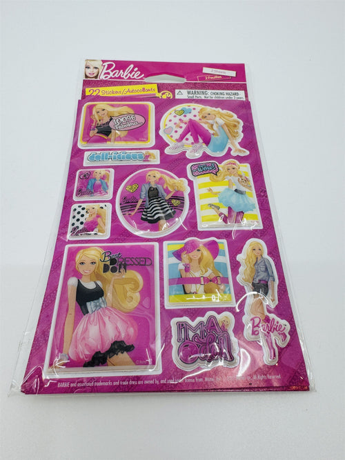 Barbie Stickers 22 Stickers 2 Sheets Puffy Bubble Stickers 2012 Mattel 100% Wow