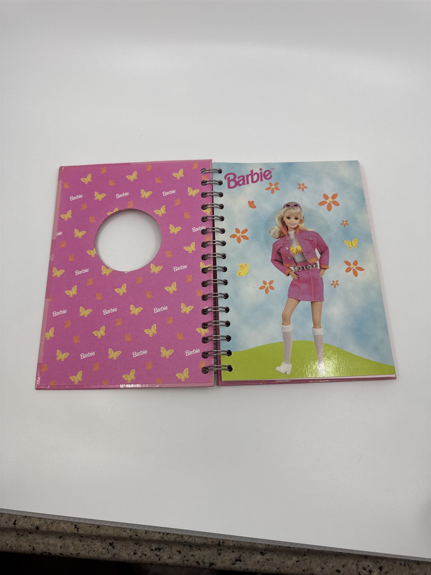 Vintage 1997 Barbie Mattel Pink Spiral-Bound Notebook