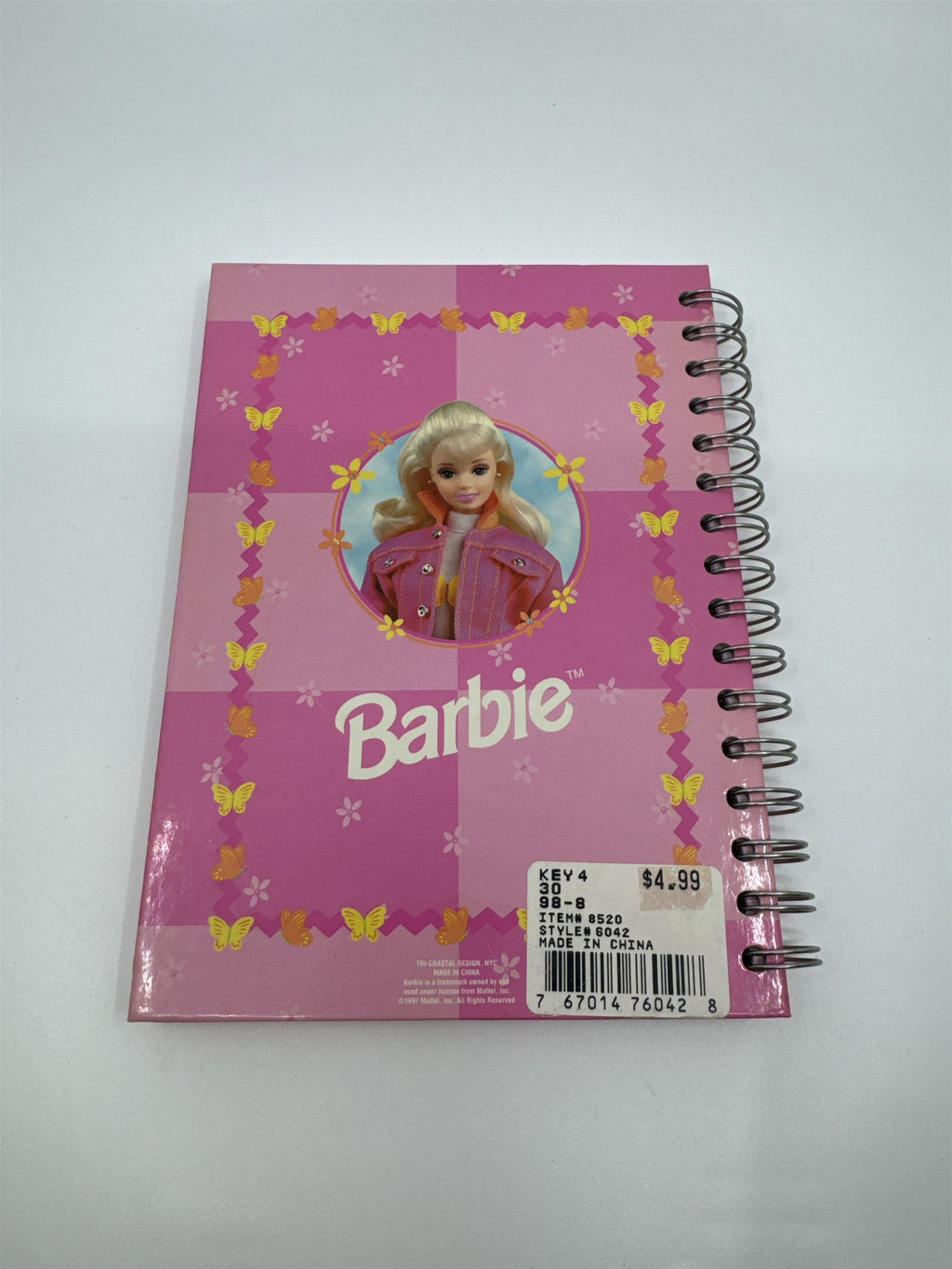 Vintage 1997 Barbie Mattel Pink Spiral-Bound Notebook