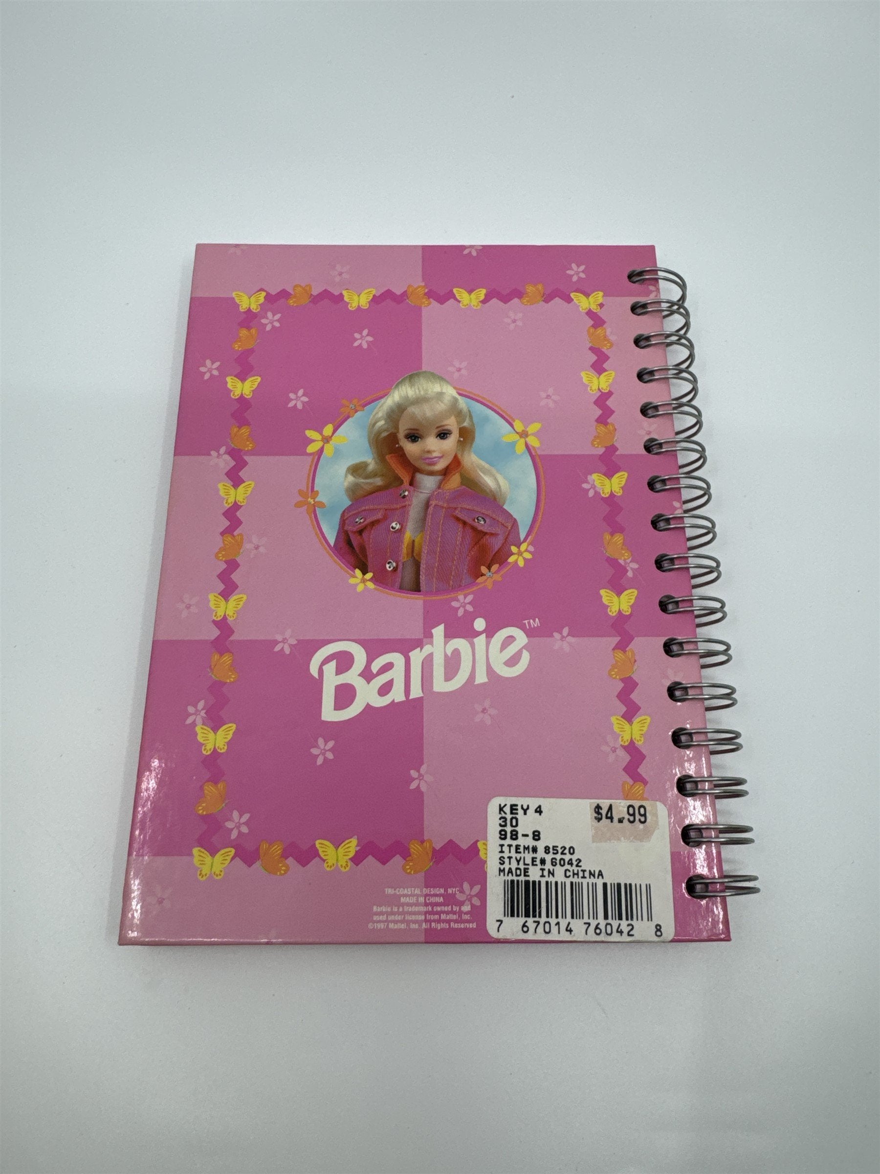 Vintage 1997 Barbie Mattel Pink Spiral-Bound Notebook