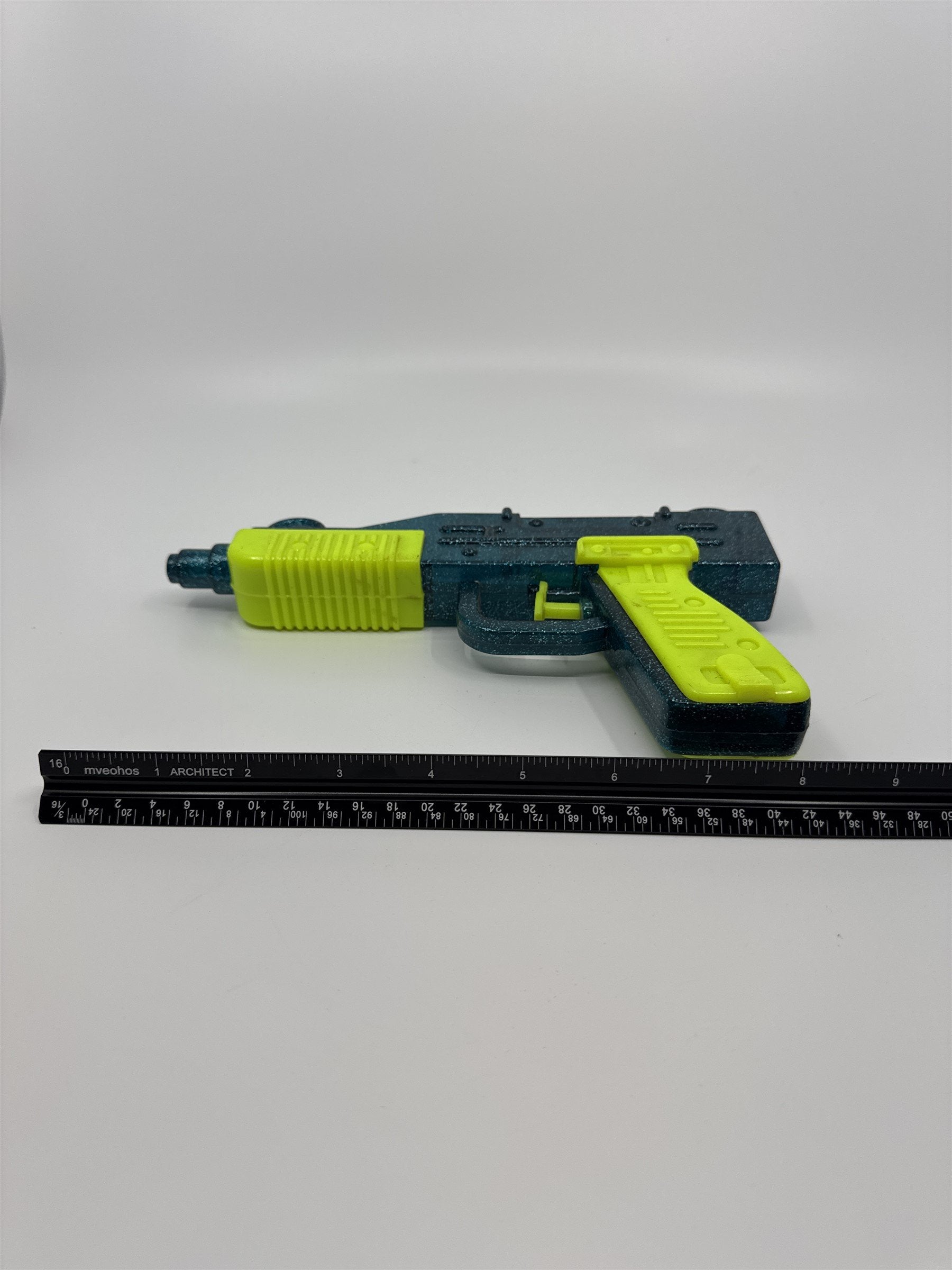 Vintage Transparent Blue Glitter and Lime Green Water Blaster Water Gun 90s