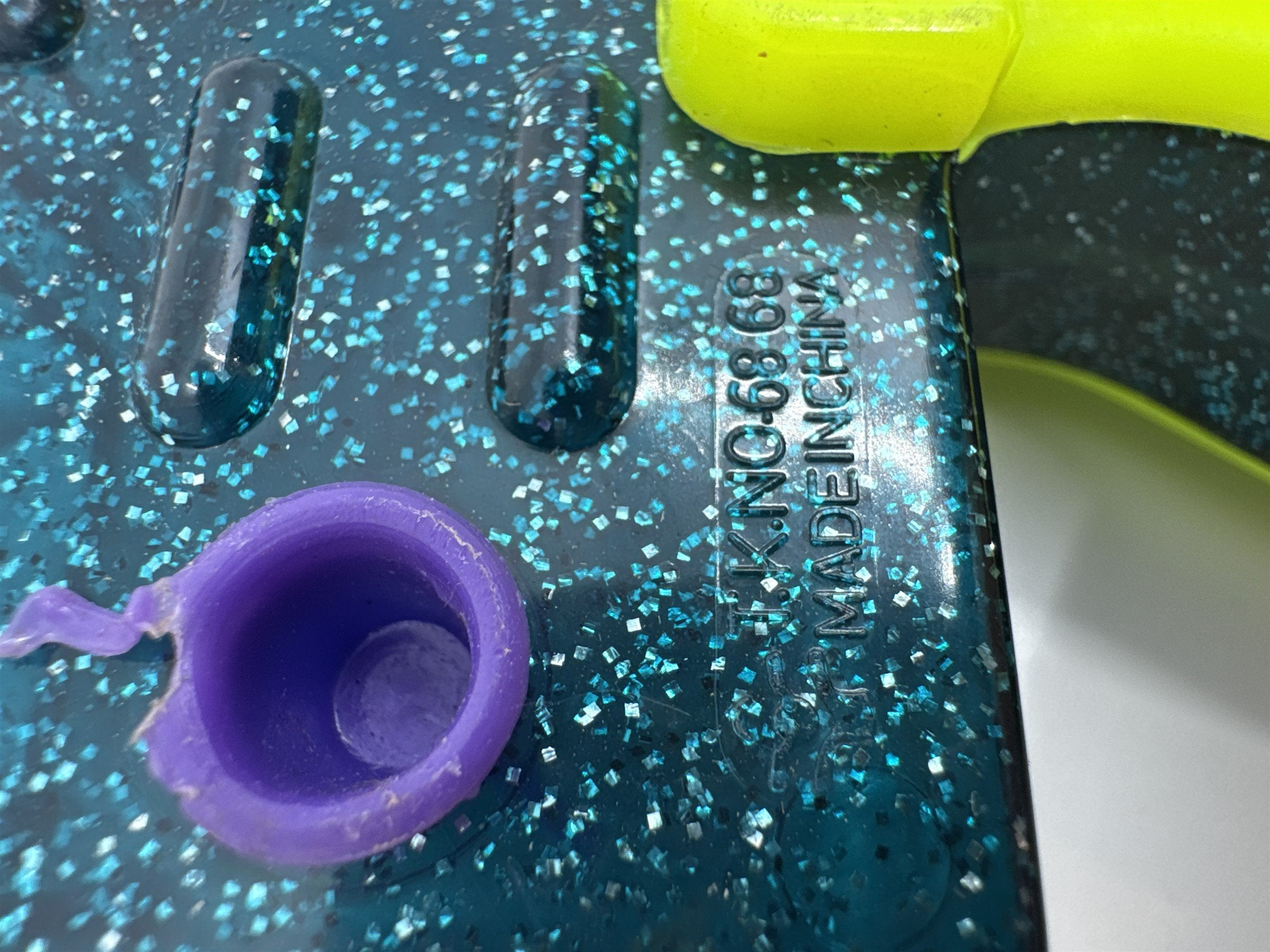 Vintage Transparent Blue Glitter and Lime Green Water Blaster Water Gun 90s