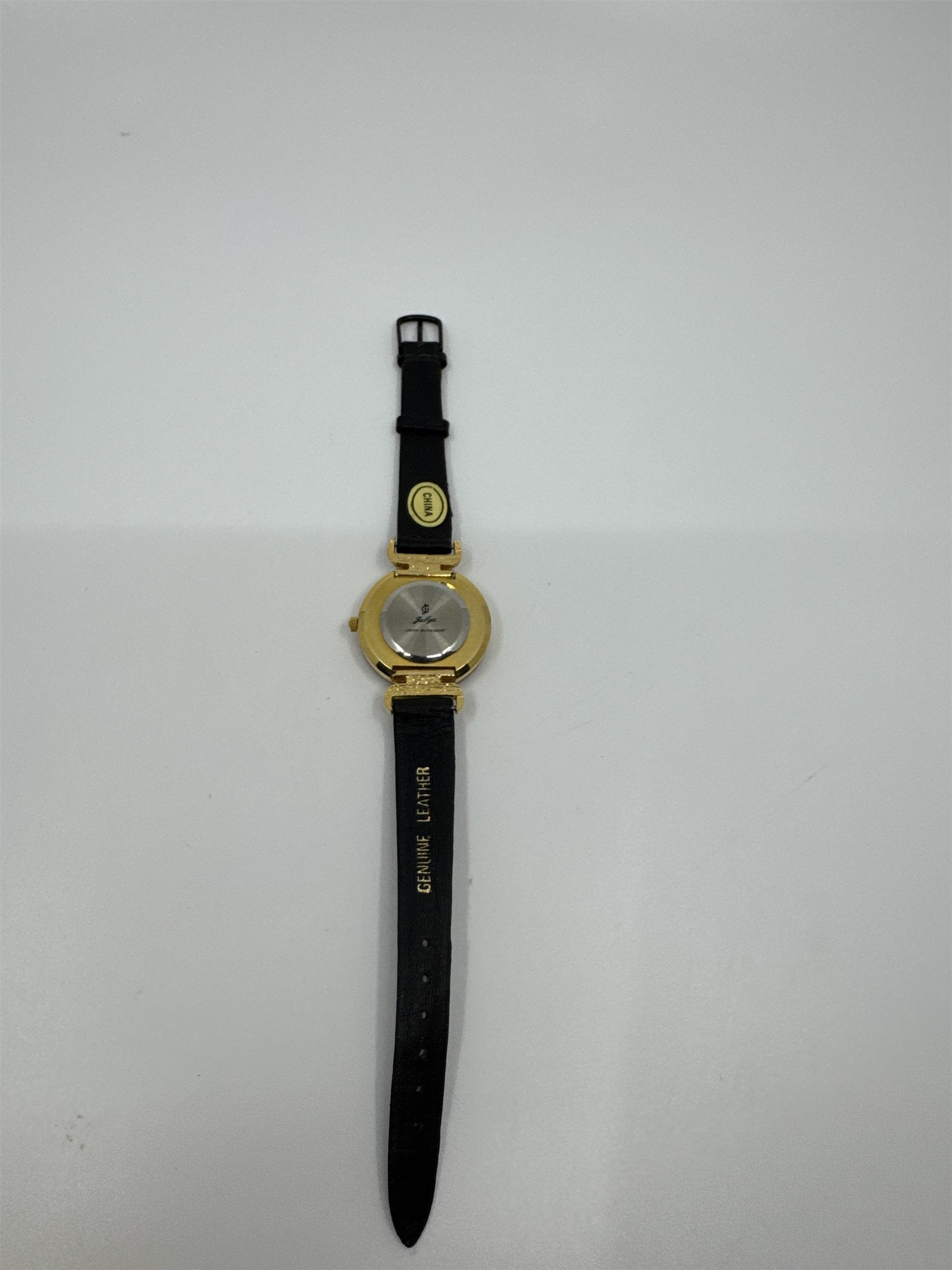 Vintage Jalga Watch Roman Woman Cream /w Red Trim Accent, Black Leather Band